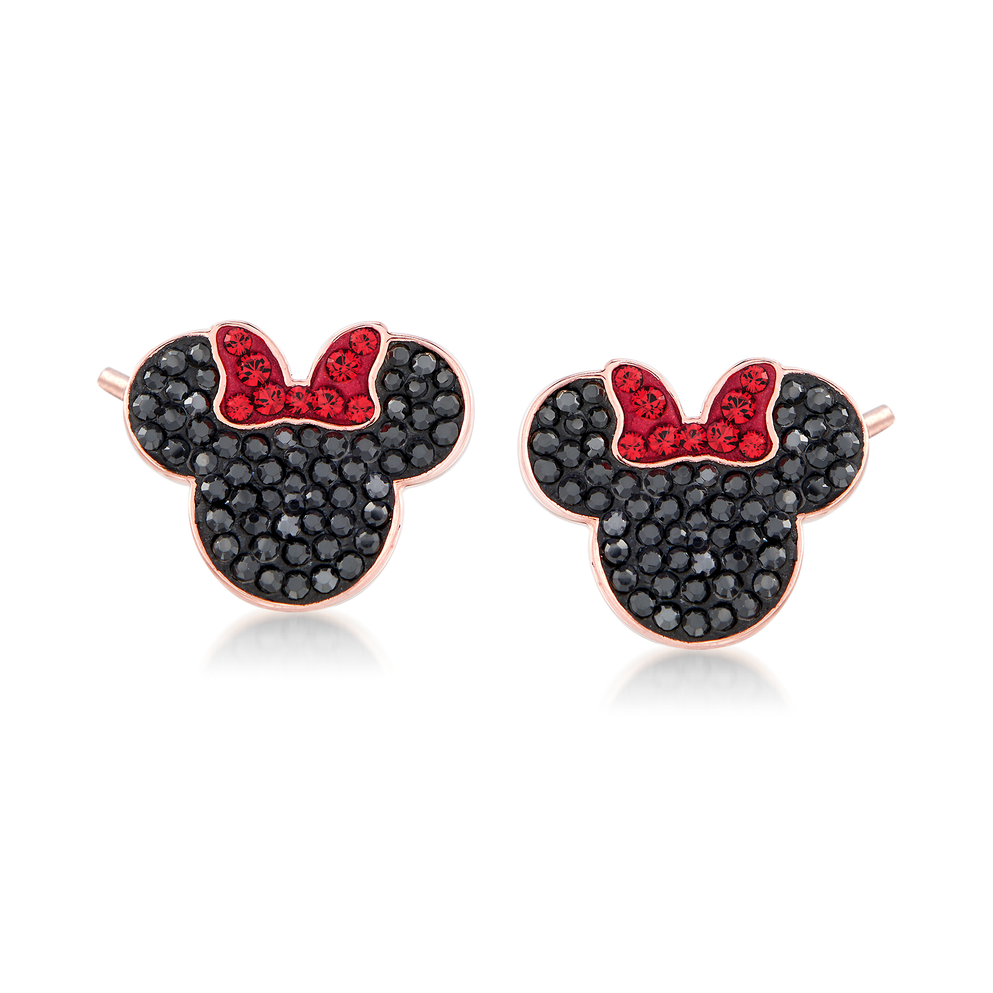 Swarovski Crystal Minnie Mouse Stud Earrings in Rose Gold Plated
