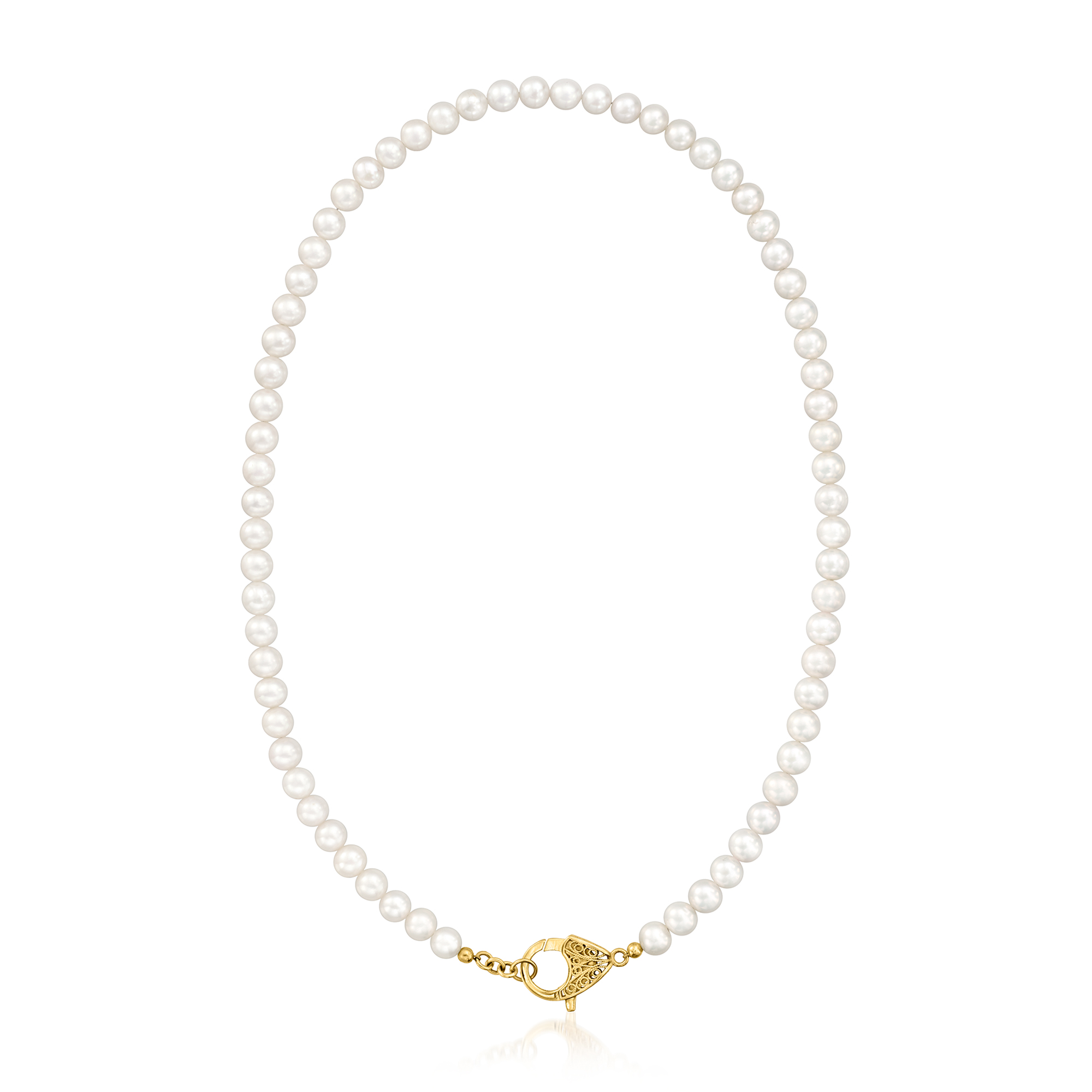 6.5-7mm Cultured Pearl Lobster Clasp Necklace in 18kt Gold Over