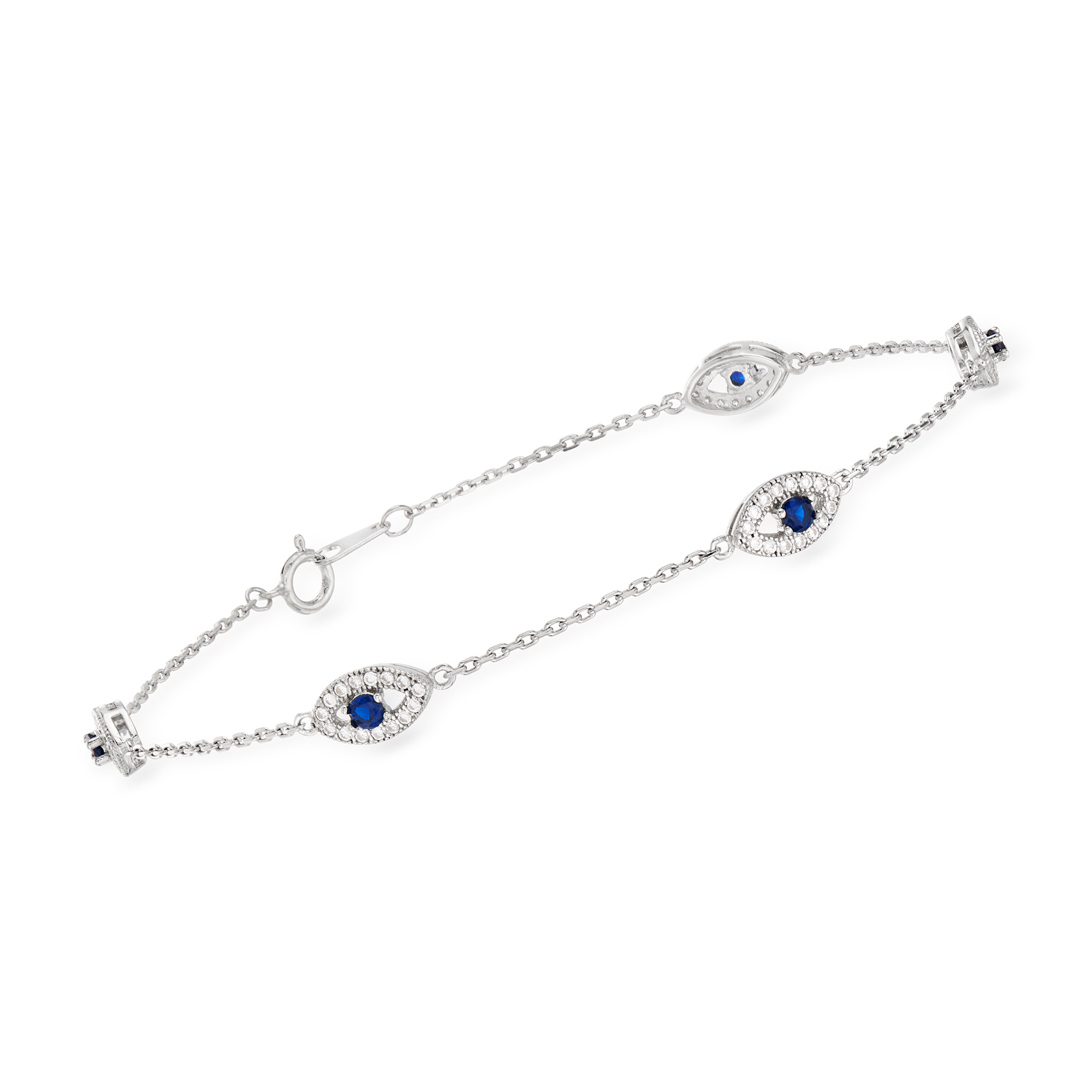 30 ct. t.w. CZ and .20 ct. t.w. Simulated Sapphire Evil Eye