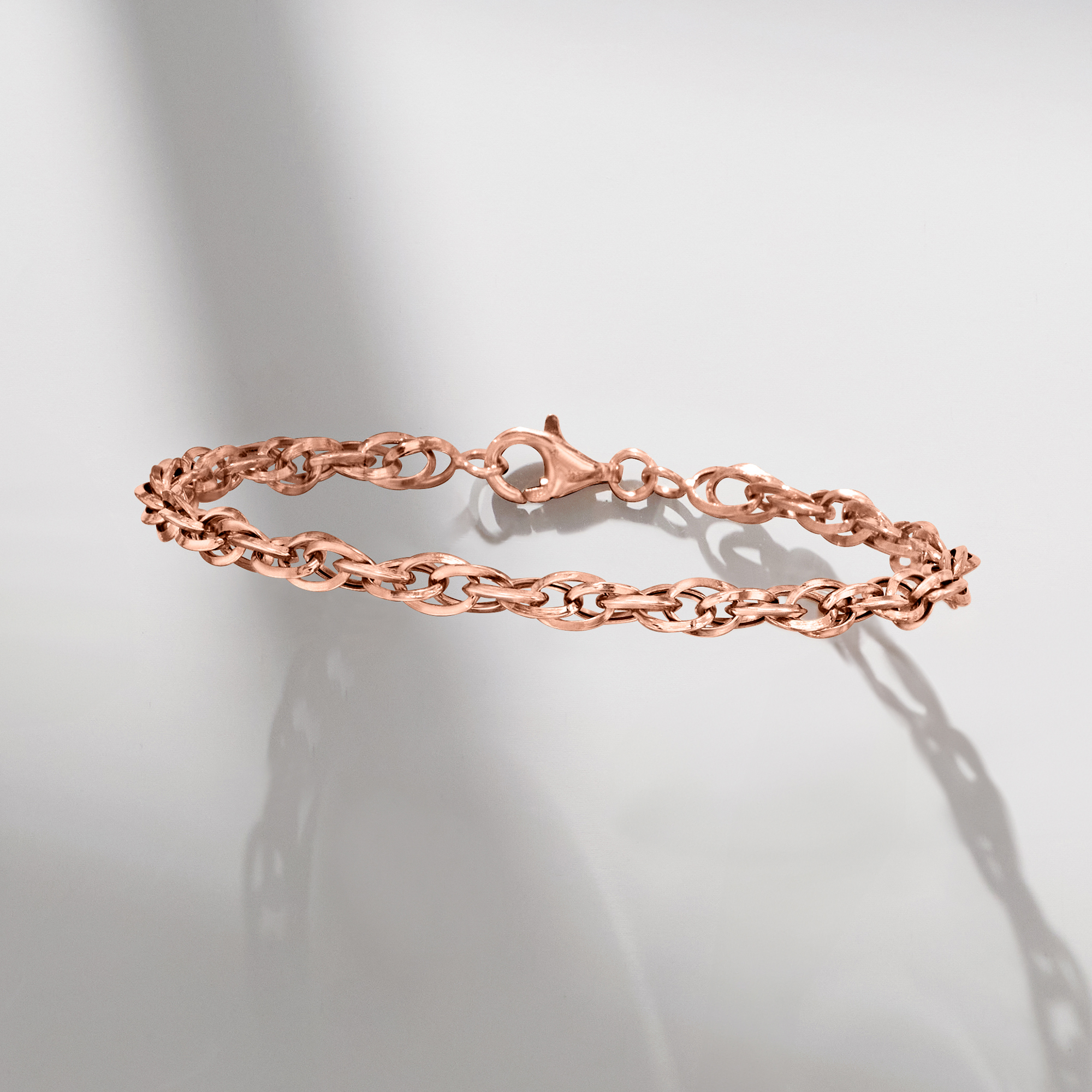14kt Rose Gold Double-Oval Link Bracelet | Ross Simons