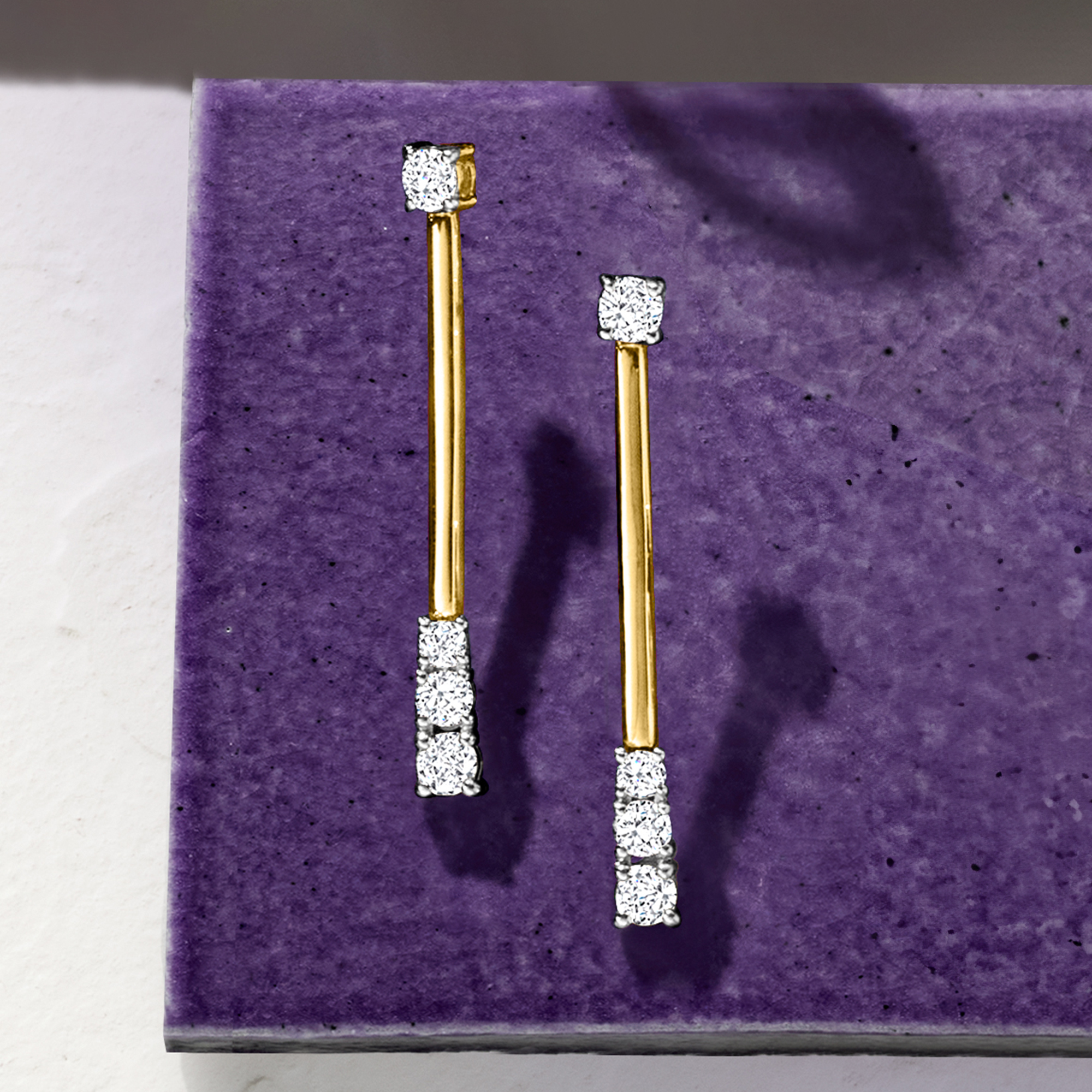 1.00 ct. t.w. Diamond Linear Bar Drop Earrings in 14kt