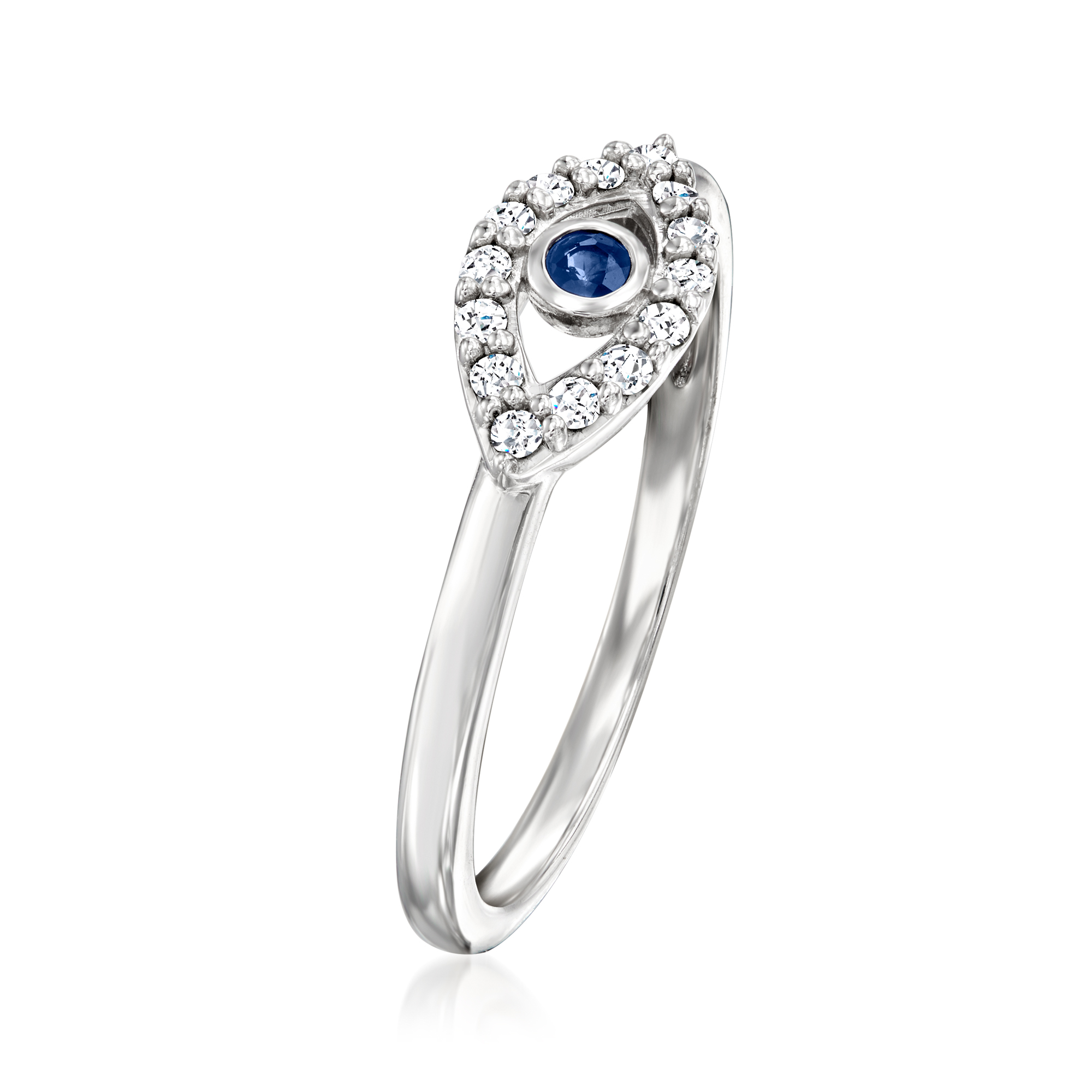13 ct. t.w. Diamond Evil Eye Ring with Sapphire Accent in