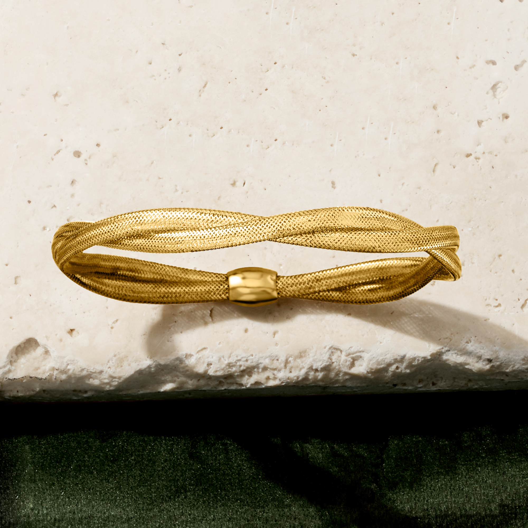 Italian 14kt Yellow Gold Double-Mesh Bangle Bracelet | Ross Simons