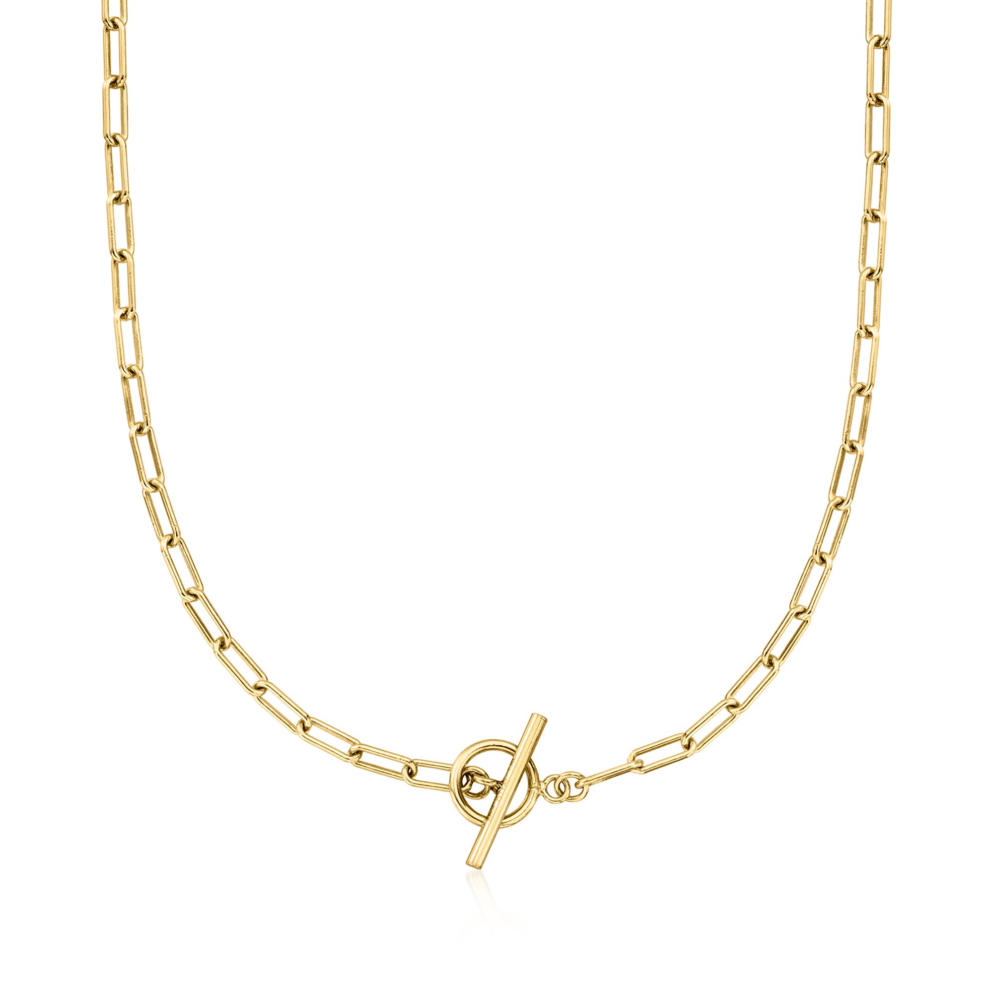 Italian 18kt Gold Vermeil Paper Clip Link Toggle Necklace | Ross