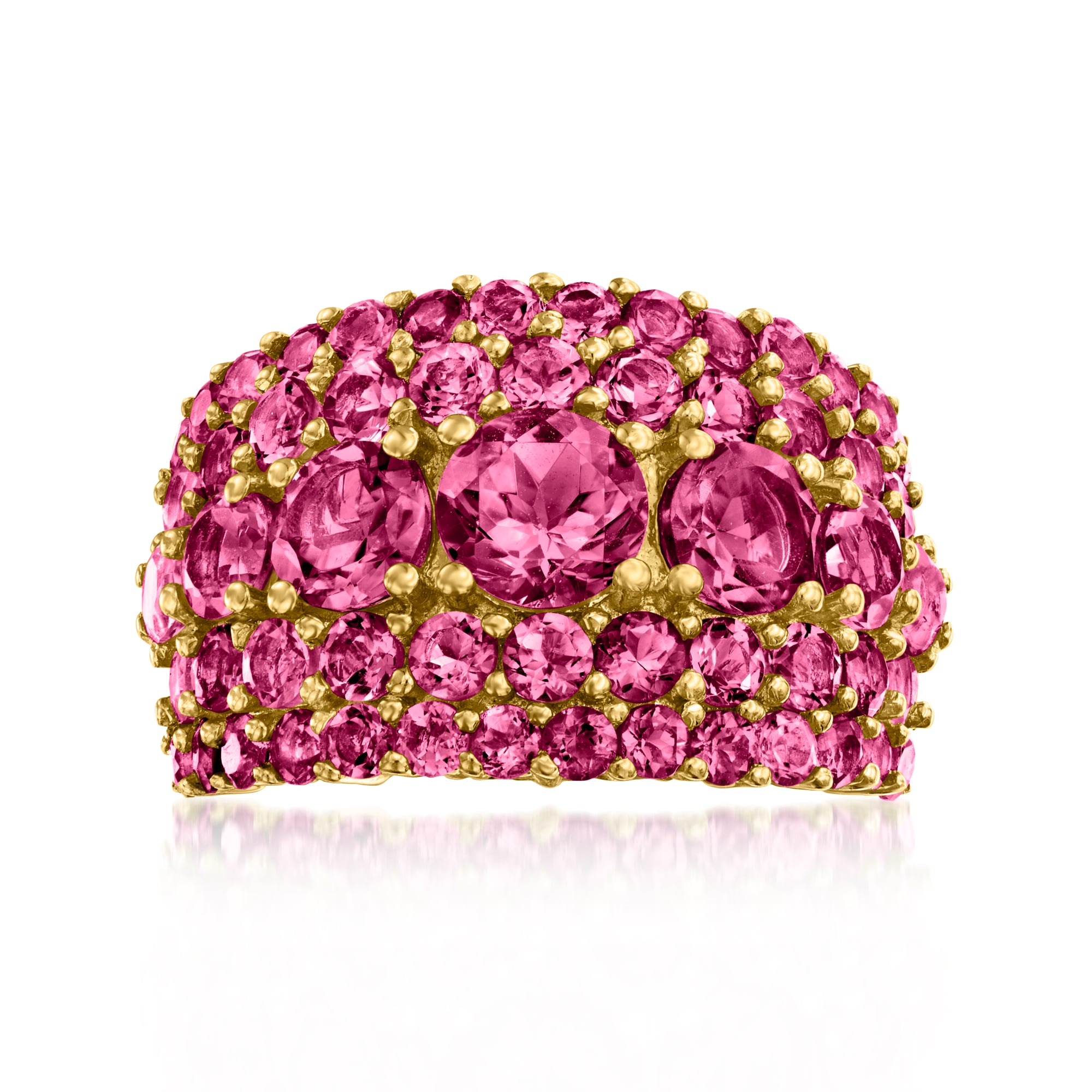 4.50 ct. t.w. Rhodolite Garnet Dome Ring in 18kt Gold Over