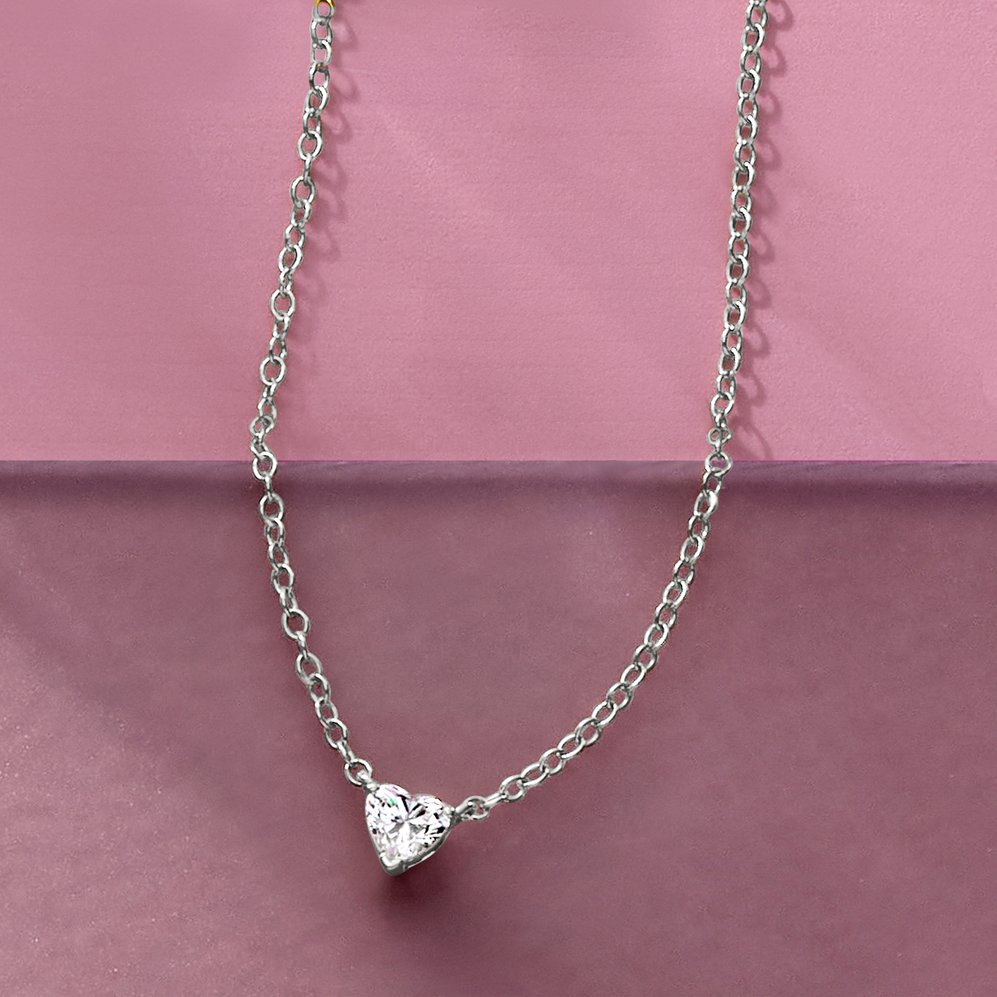20 Carat Heart-Shaped Lab-Grown Diamond Solitaire Necklace in 14kt