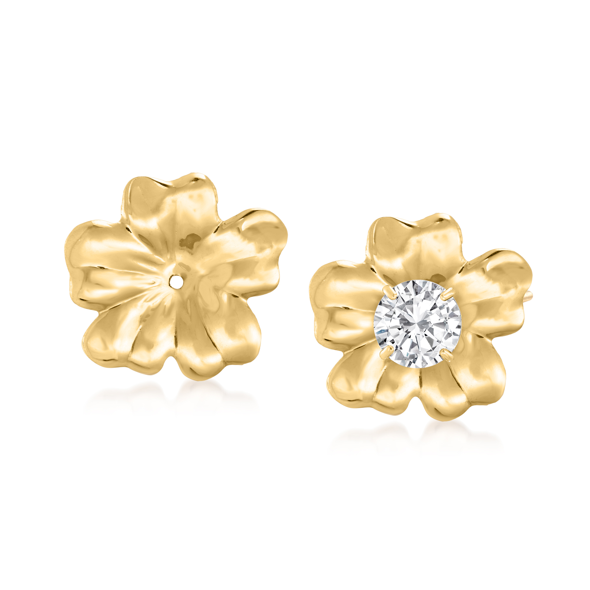 Finejewelers 14k Yellow Gold Polished Floral Earring Jackets 