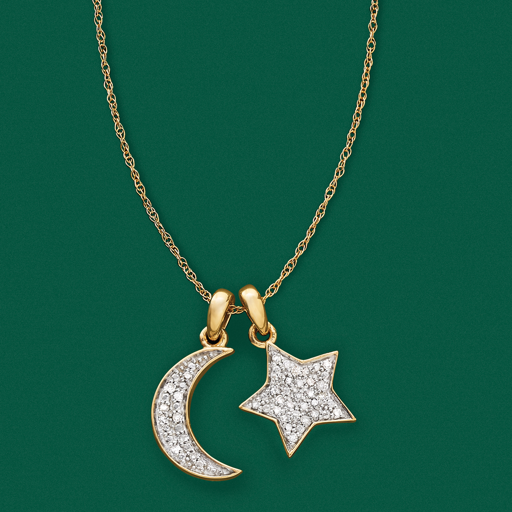 10 ct. t.w. Pave Diamond Star and Moon Charm Necklace in