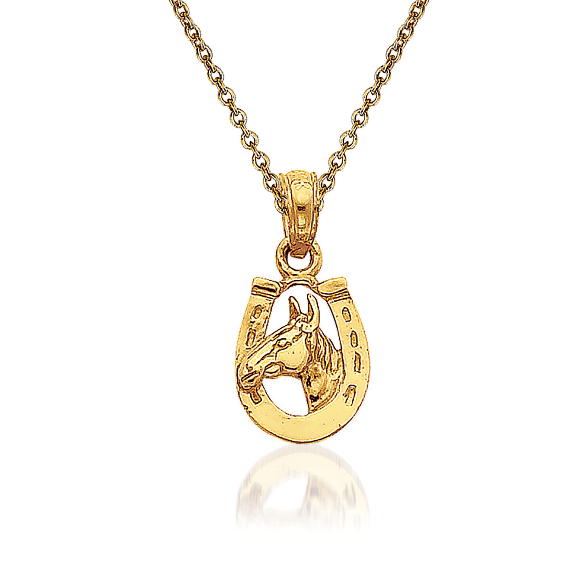 14k gold horseshoe pendant discount