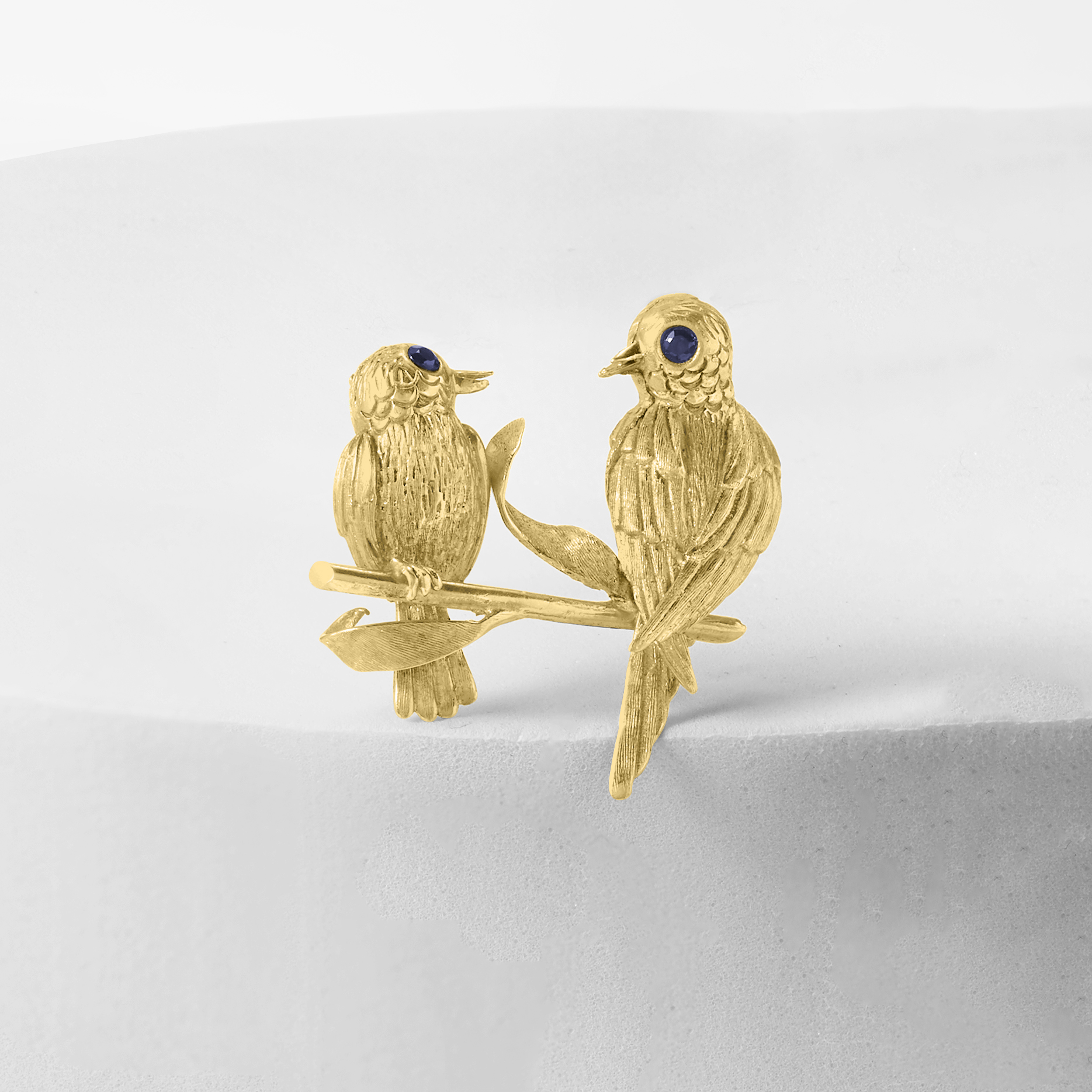 中古　ブローチ C. 1970 Vintage 14kt Yellow Gold Birds on Branch Pin with