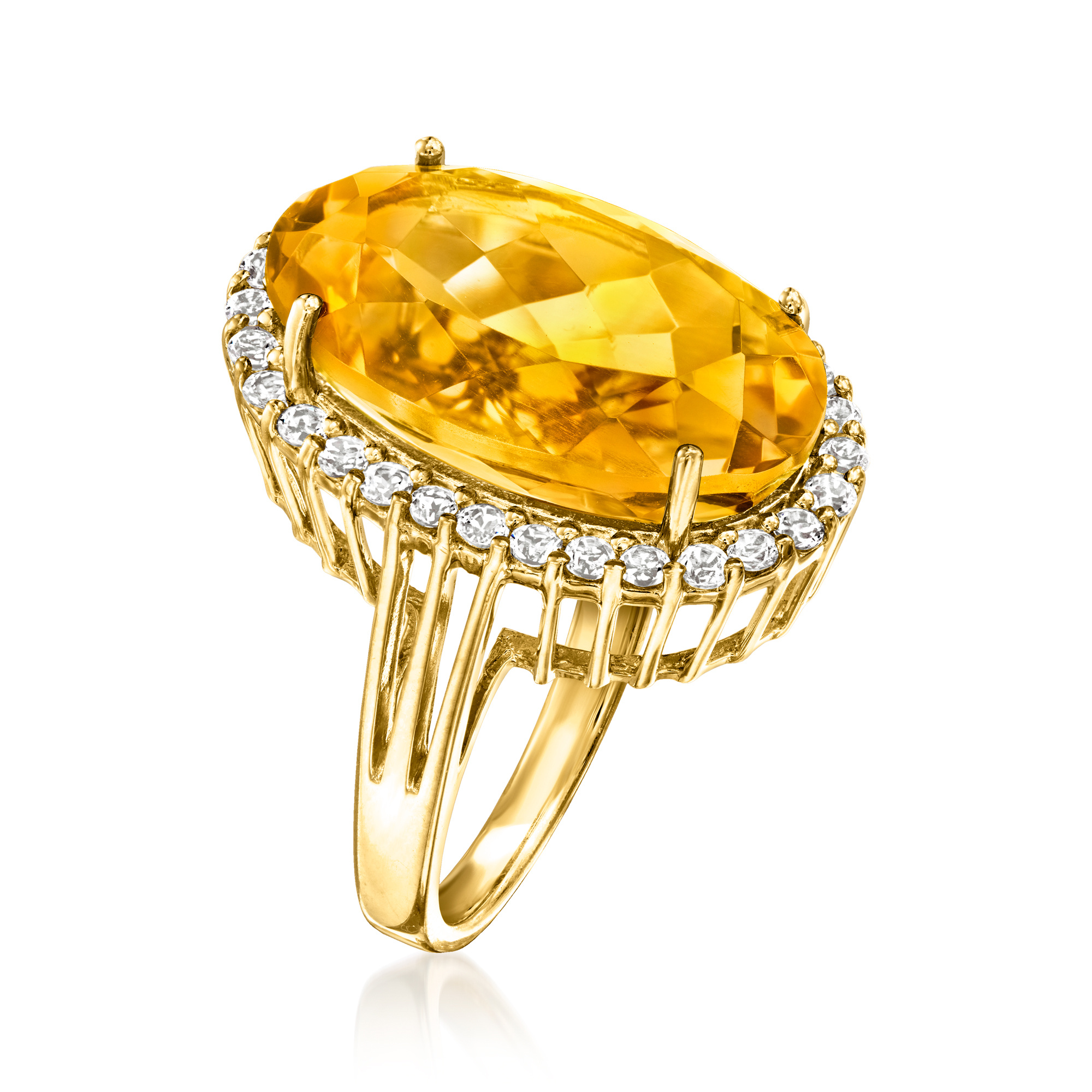 Paso h14 リング 19号 11.90 Carat Citrine and .95 ct. t.w. White Topaz Ring in 14kt Gold