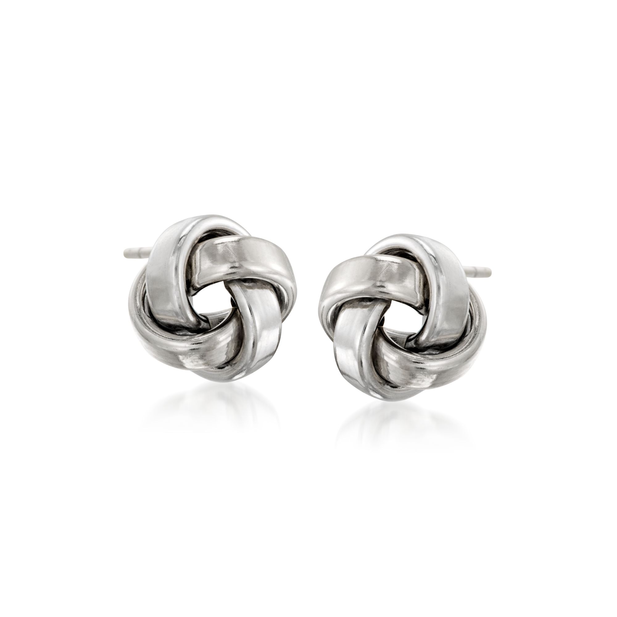 14kt White Gold Love Knot Stud Earrings Ross Simons