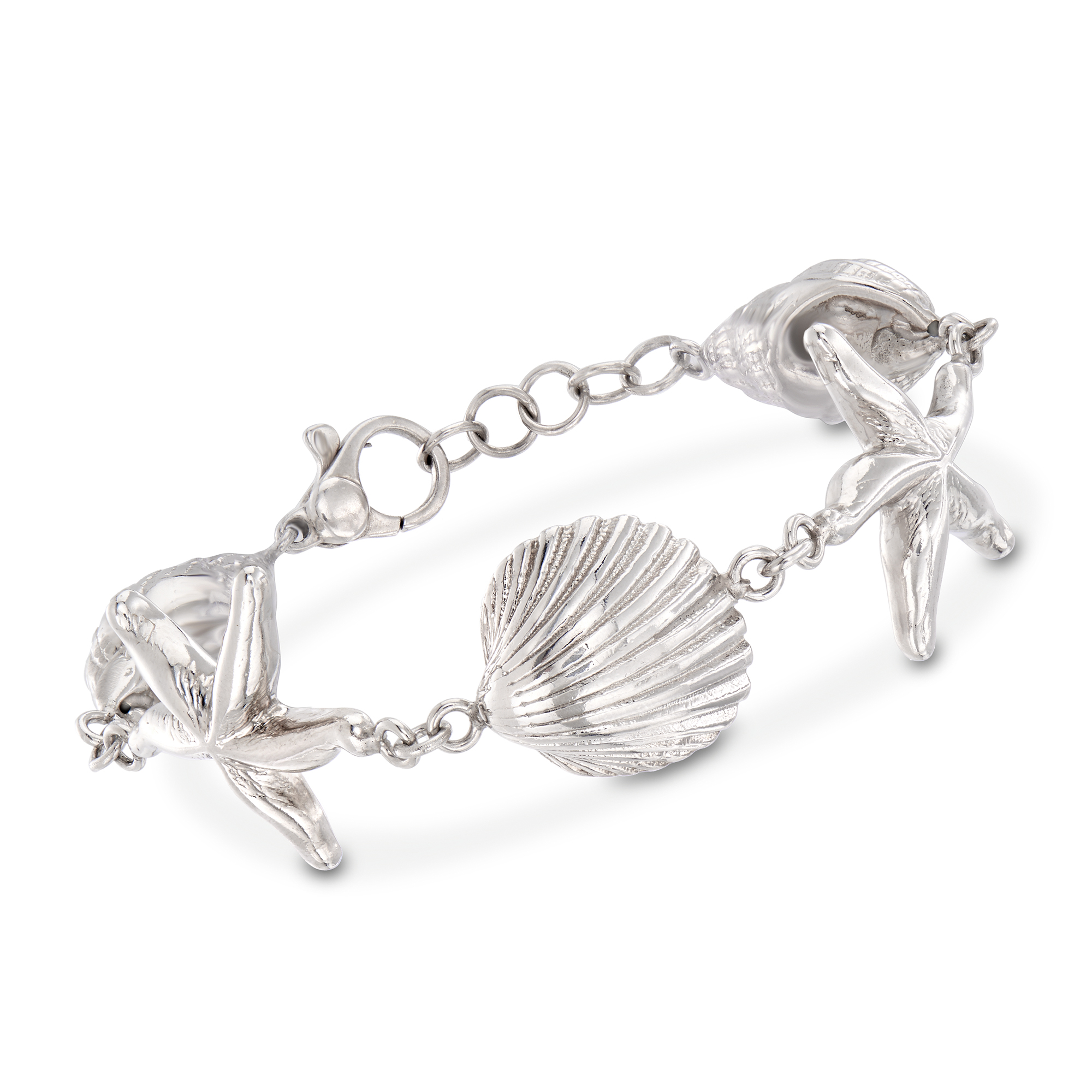 Marine Pave Link Bracelet in Silver