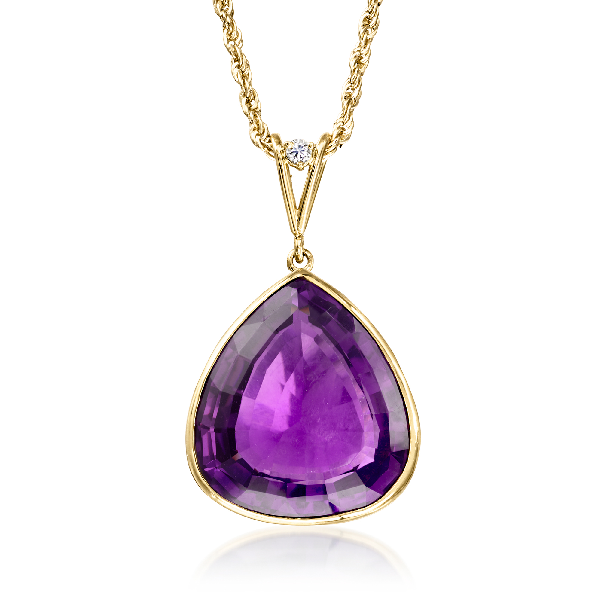 C. 1960 Vintage 24.50 Carat Amethyst Teardrop Pendant Necklace