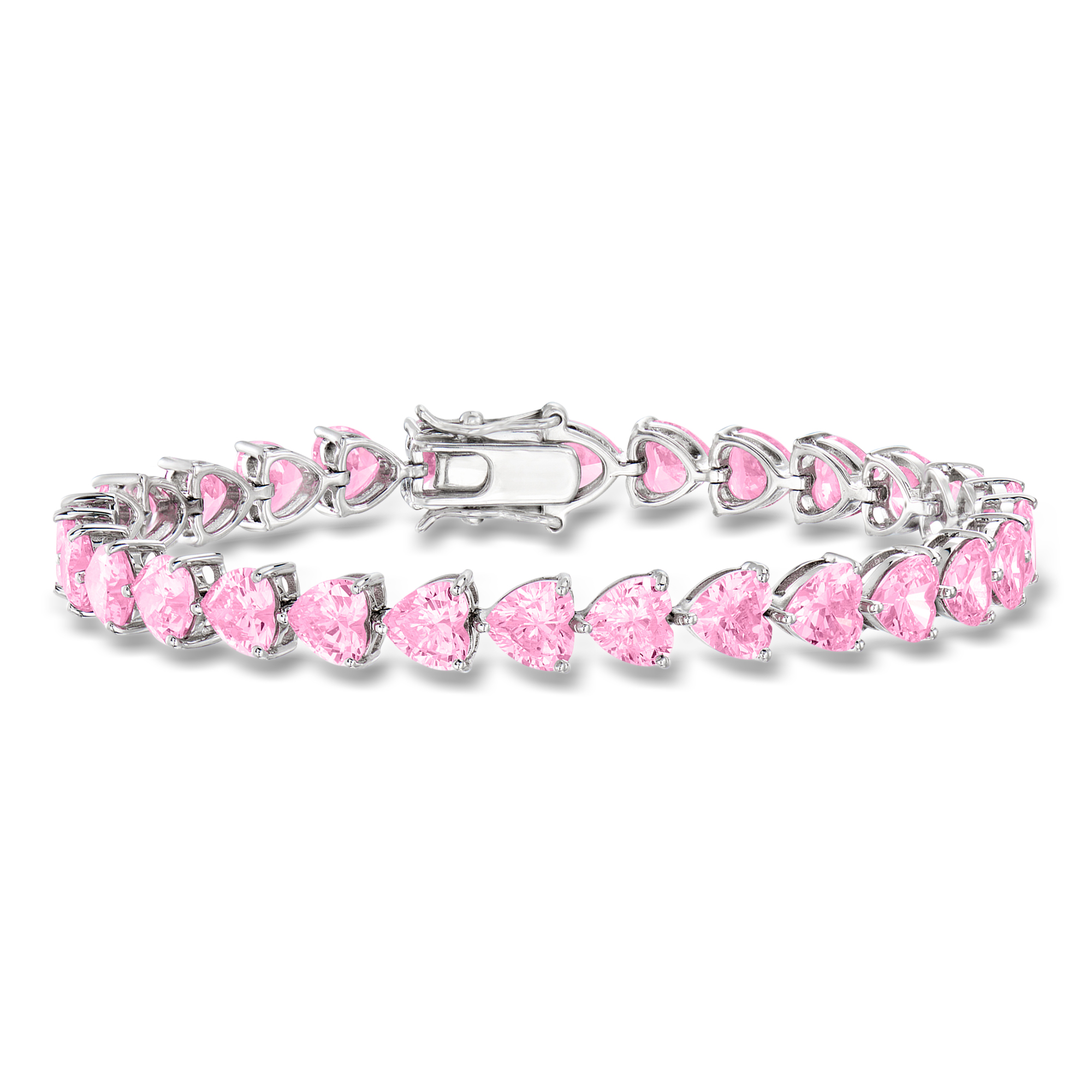 20.00 ct. t.w. Heart-Shaped Simulated Pink Sapphire Tennis