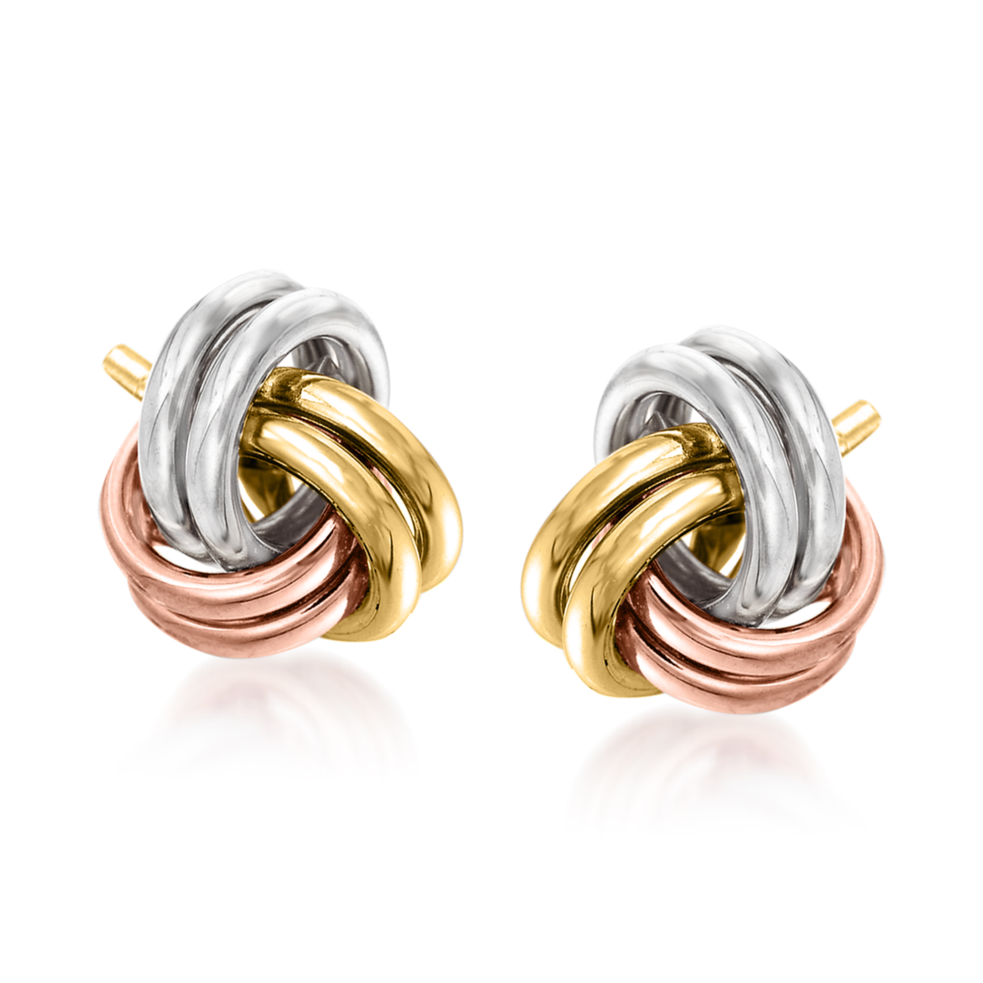 14k Tri-Color Diamond Cut Circle Dangle Earrings 14 kt Tri-Color Gold 