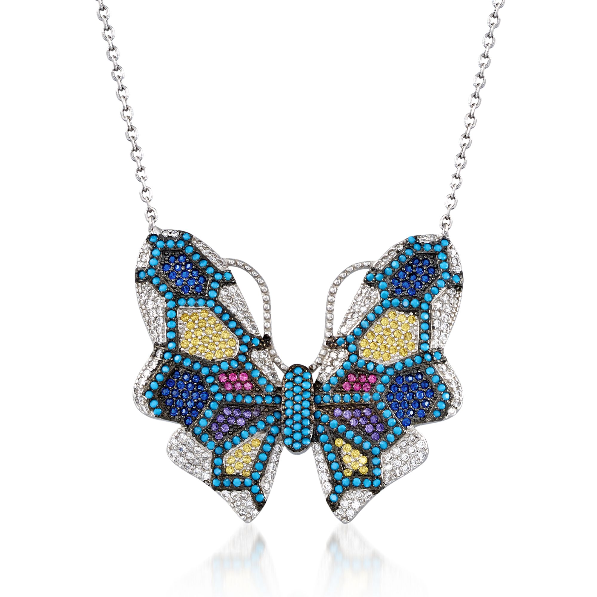 1.00 ct. t.w. Multicolored CZ and Multi-Stone Butterfly