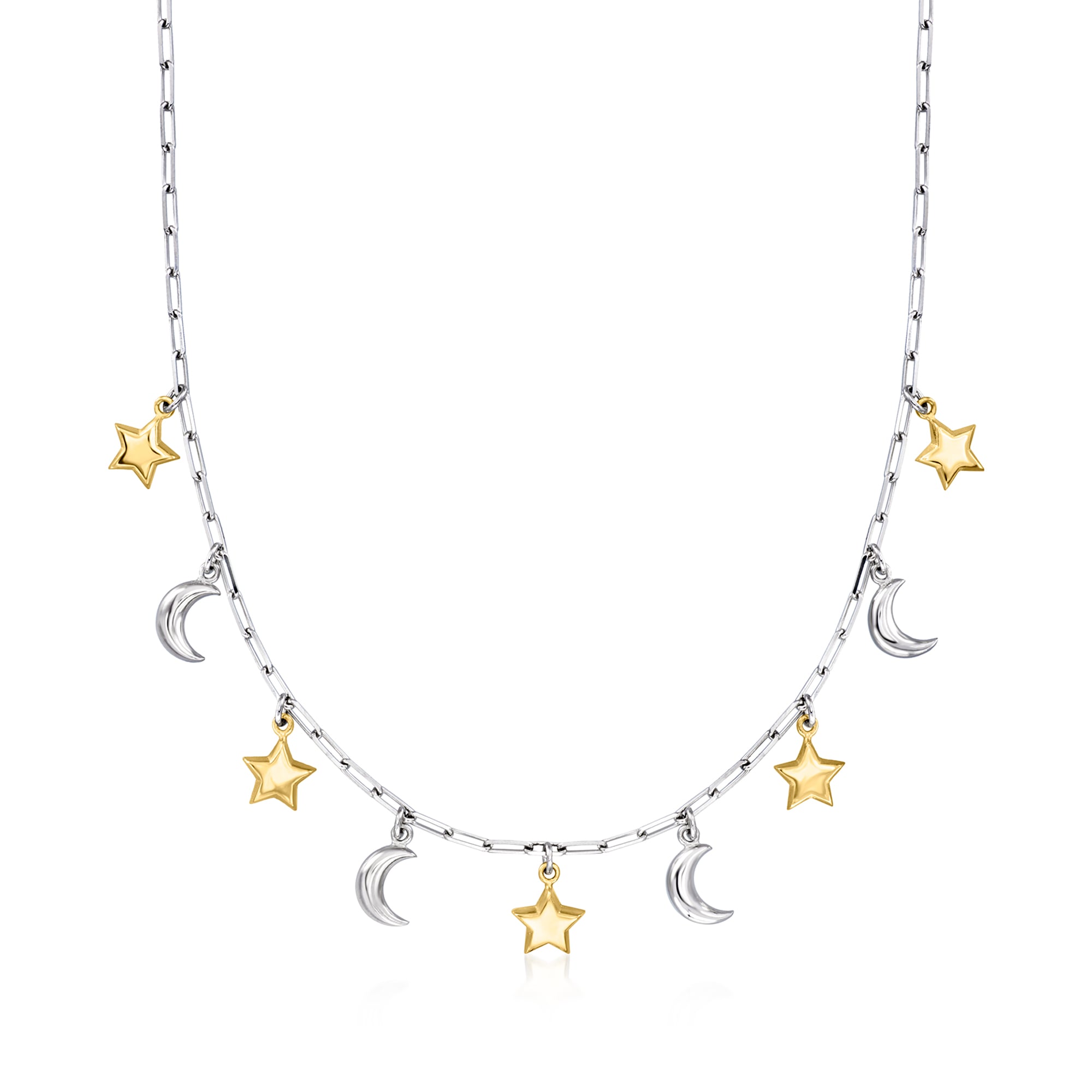 Sterling Silver and 18kt Gold Over Sterling Celestial Paper Clip