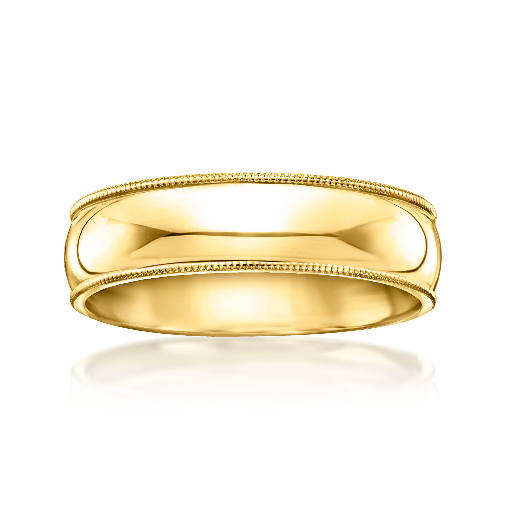 Men's 6mm 14kt Yellow Gold Milgrain Band | Ross Simons