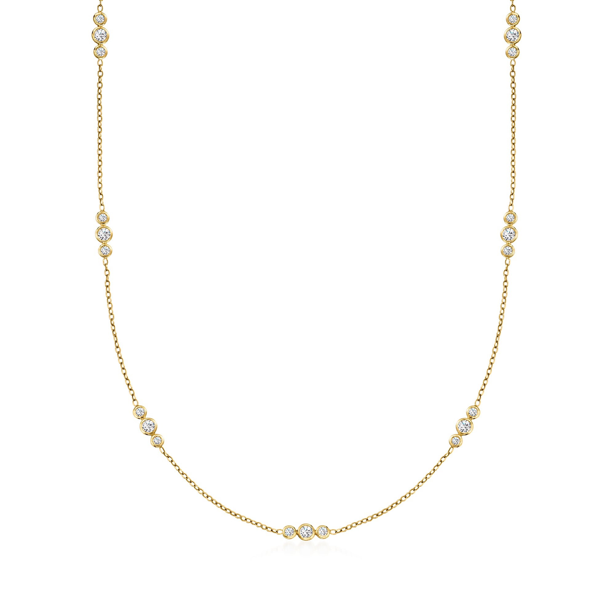 2.00 ct. t.w. Bezel-Set Diamond Station Necklace in 14kt Yellow