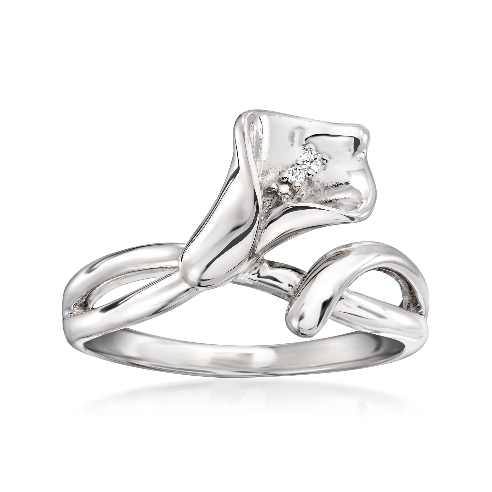 Diamond-Accented Calla Lily Ring in Sterling Silver Ross Simons