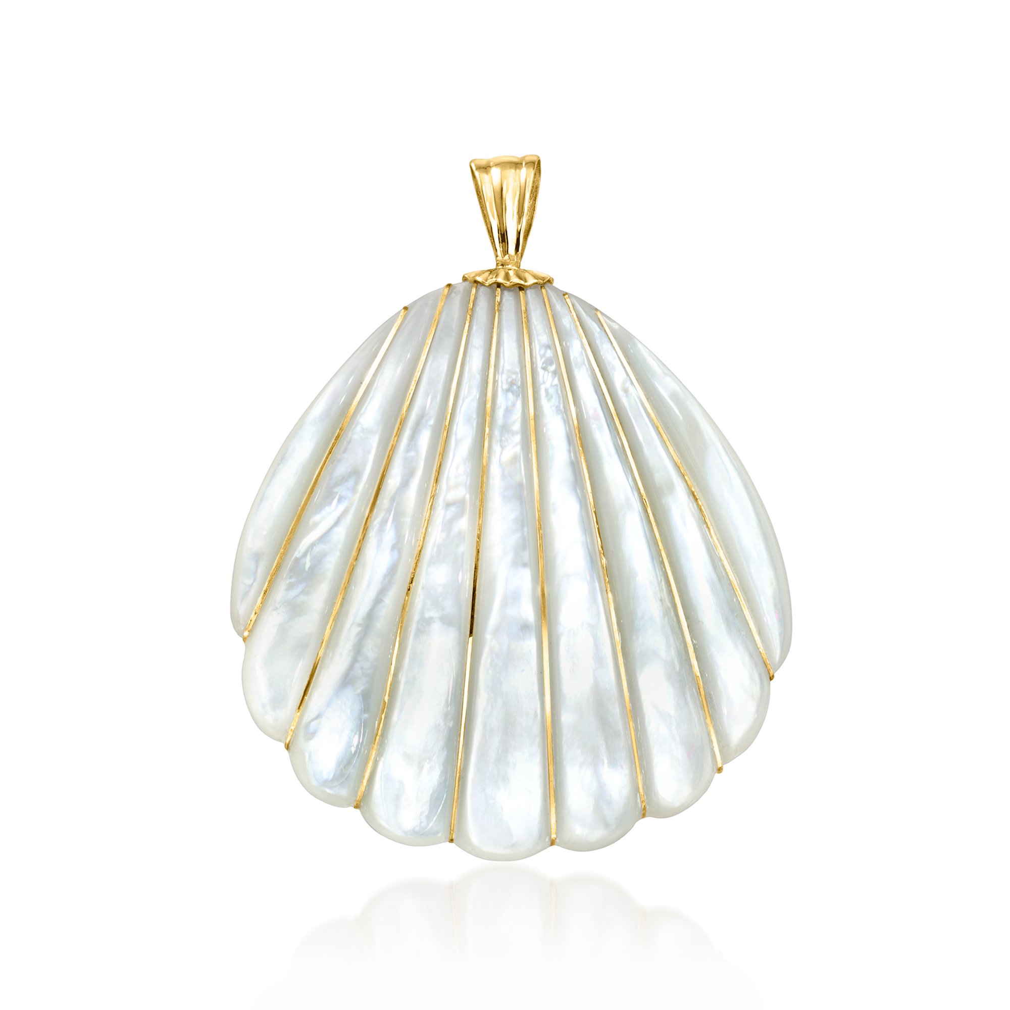 Mother-of-Pearl Seashell Pendant with 4-4.5mm Cultured Pearls in