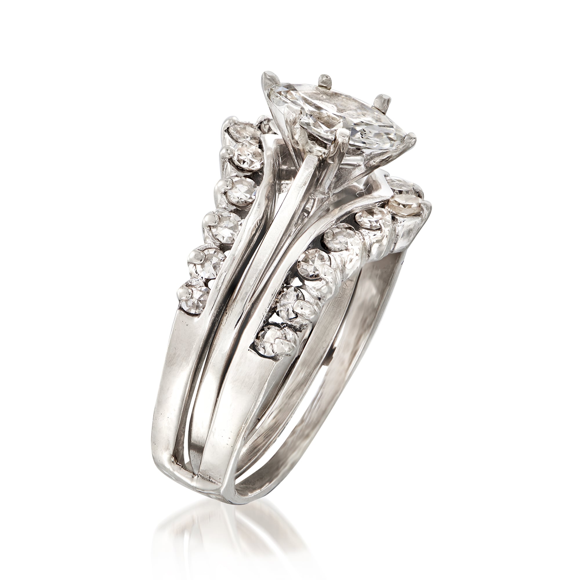 〚DIAMOND WEDDING〛No.36／Limited Edition80 C. 1980 Vintage 1.60 ct. t.w. Diamond Bridal Set: Engagement and