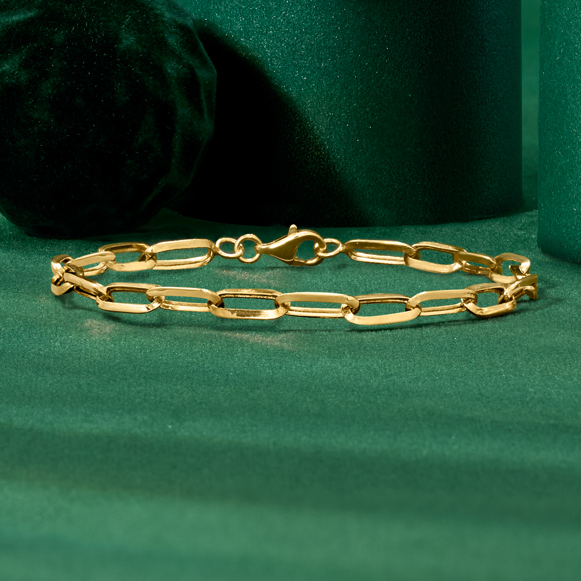 10kt Yellow Gold Paper Clip Link Bracelet | Ross Simons