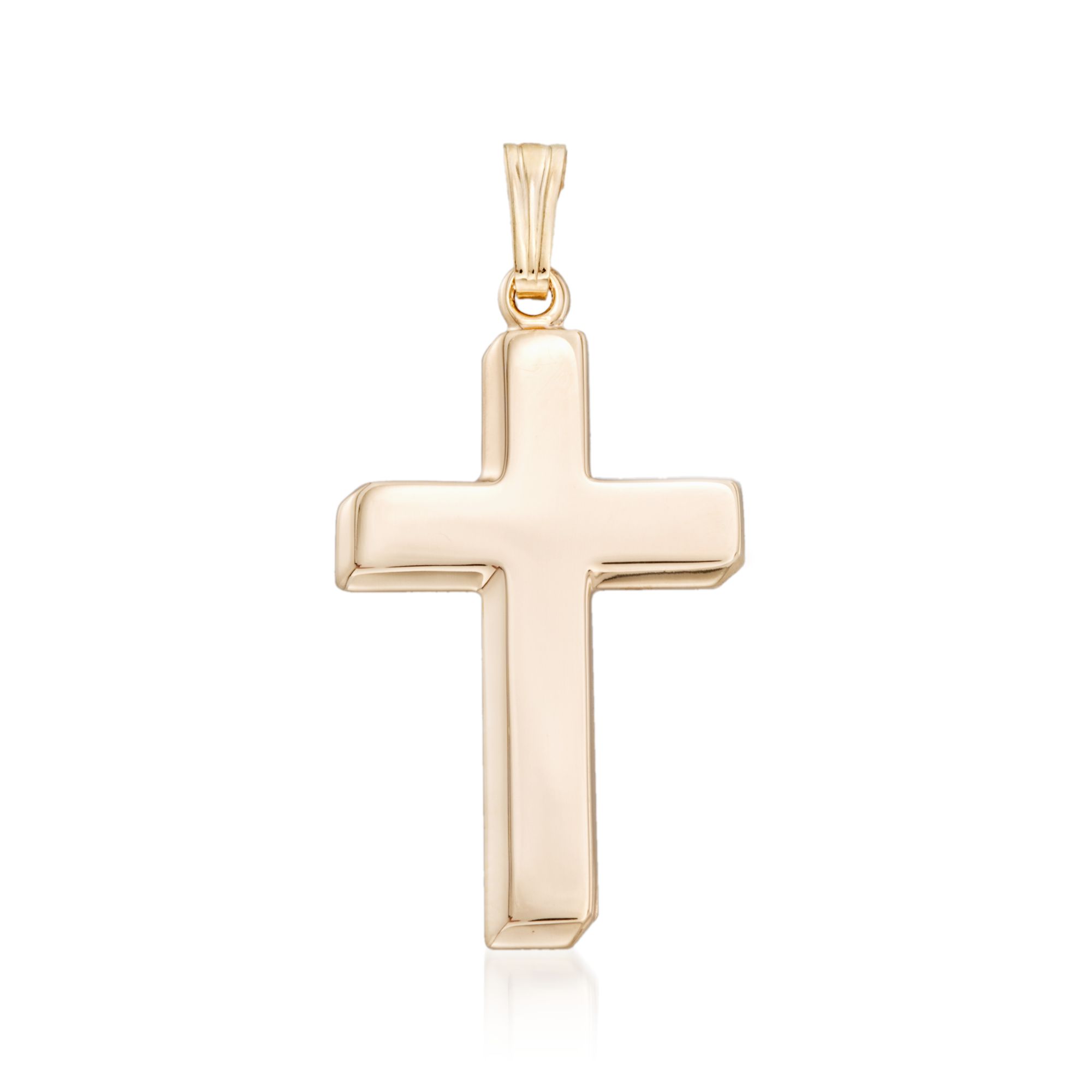 Men's 14kt Yellow Gold Beveled Cross Pendant | Ross-Simons