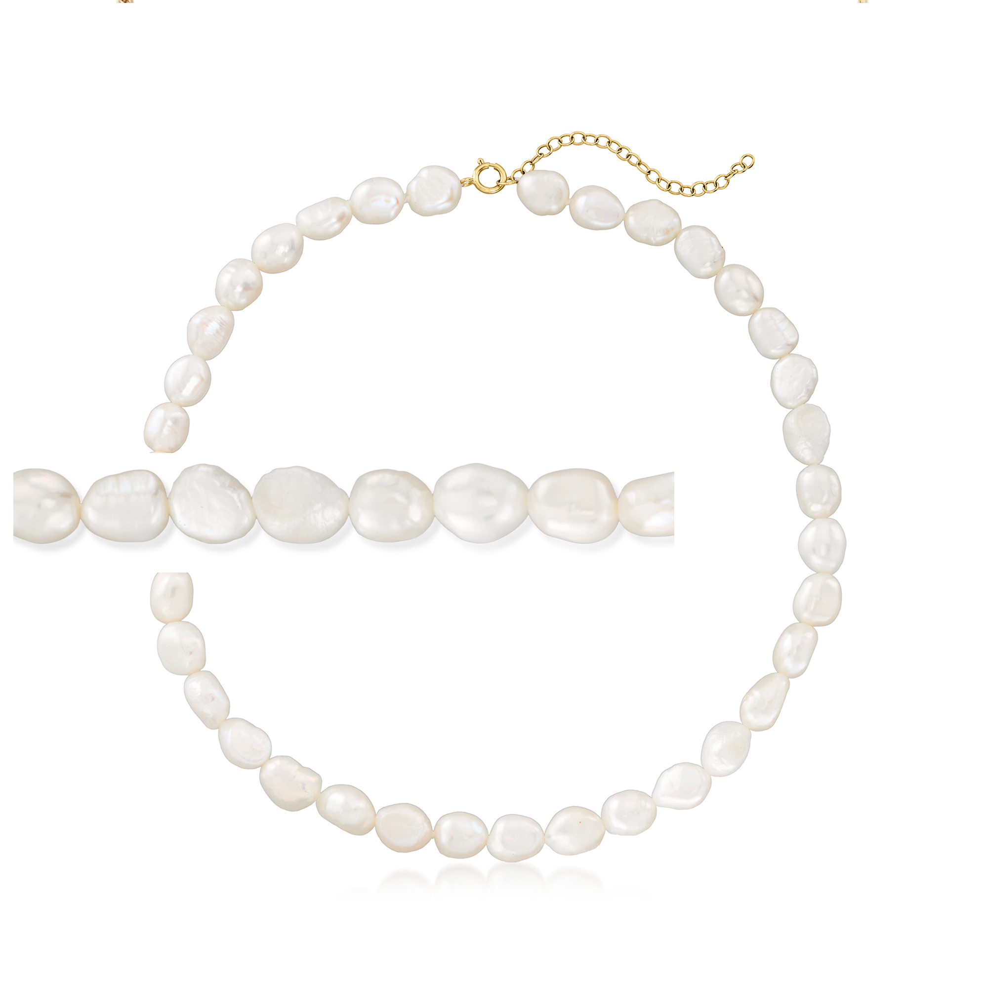 6-9mm Cultured Baroque Pearl Choker Necklace with 14kt