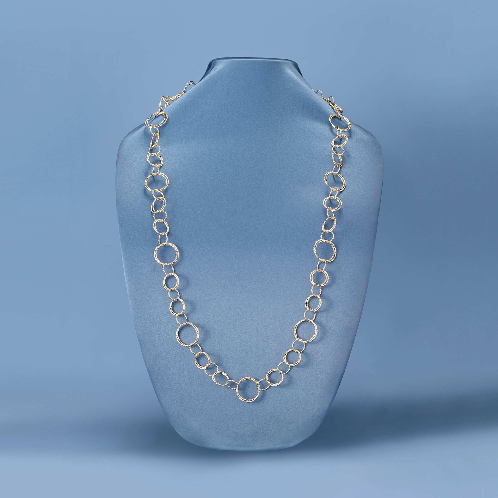 Italian 18kt Yellow Gold Textured Circle-Link Necklace
