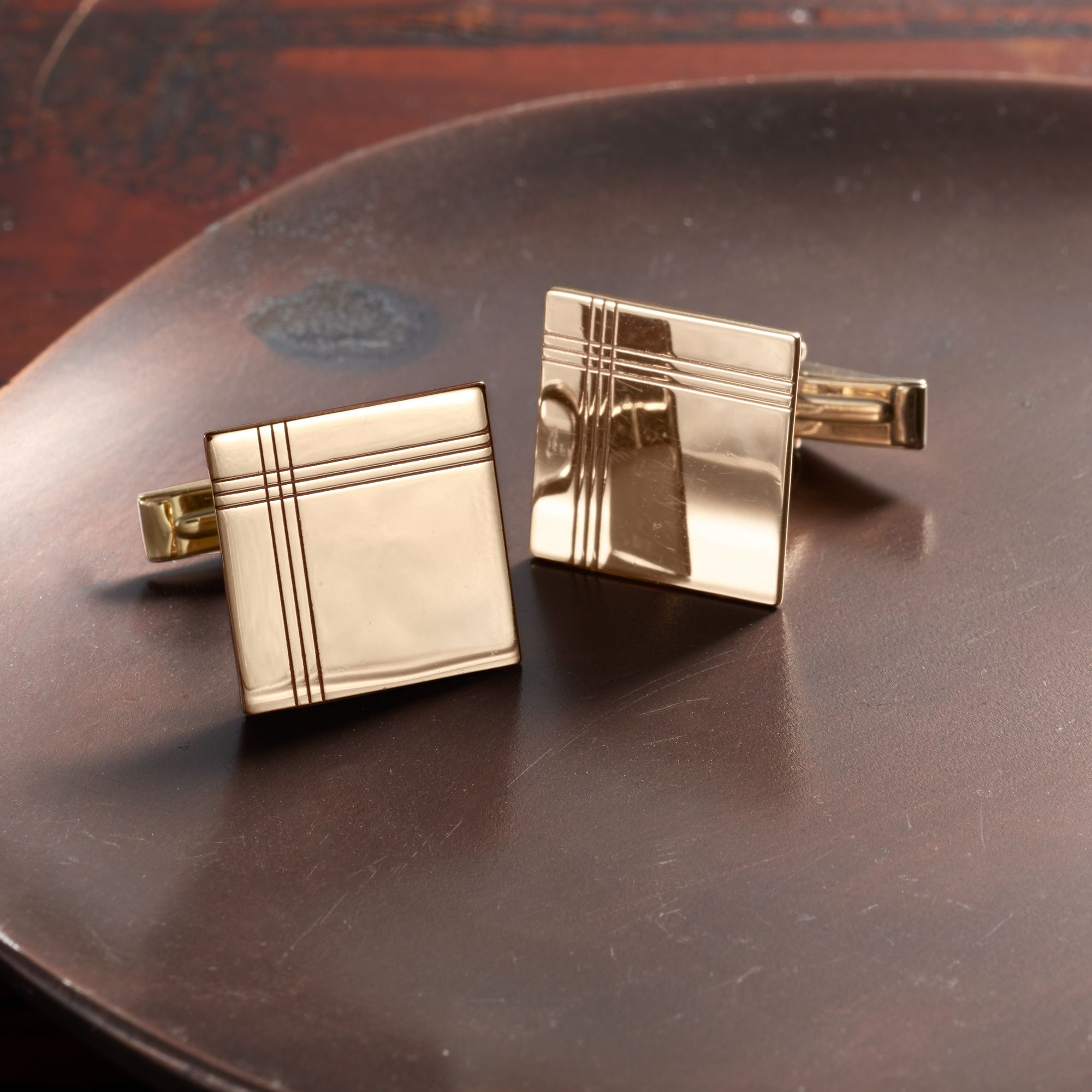 14kt Yellow Gold Personalized Square Cuff Links | Ross Simons