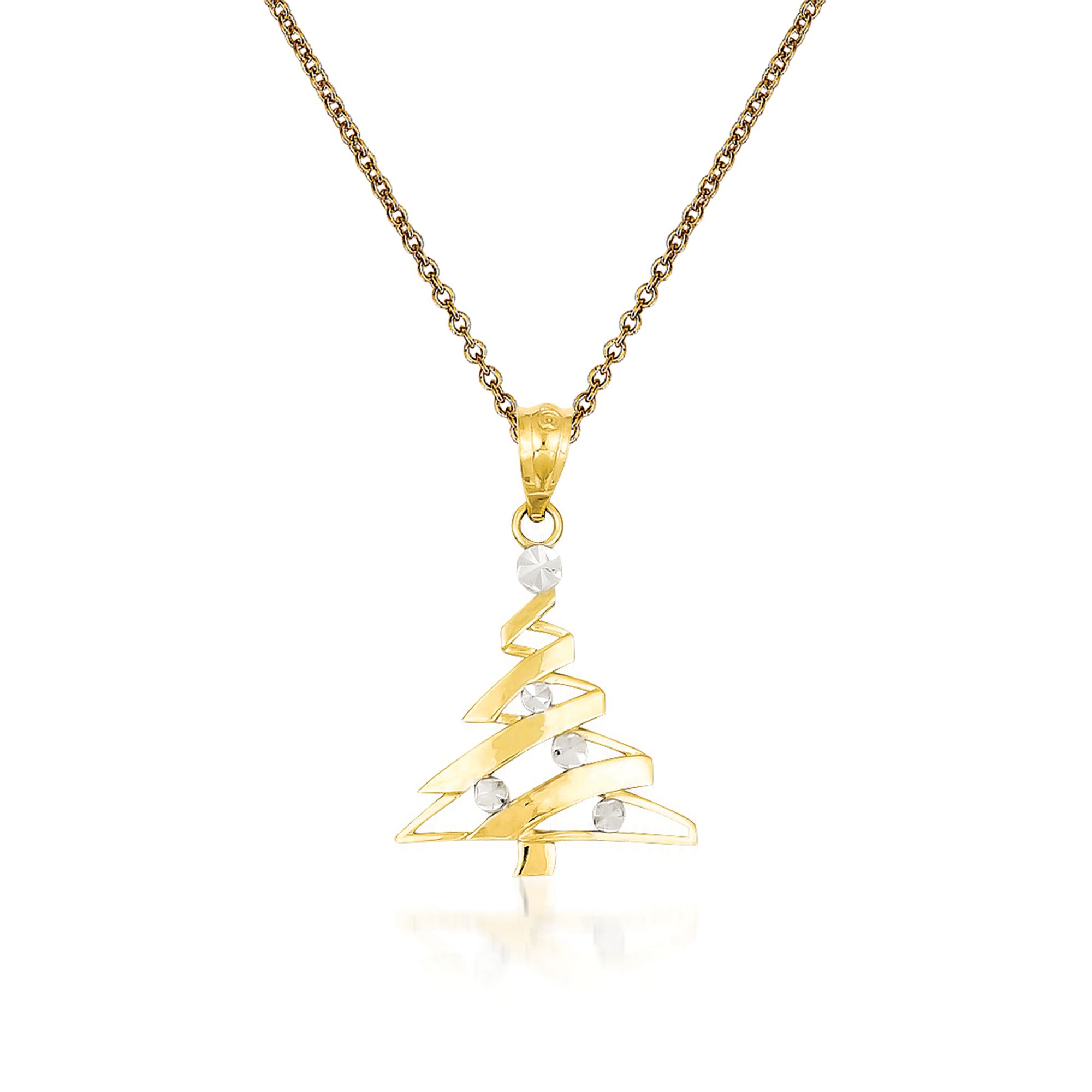 14kt Yellow Gold Christmas Tree Pendant 