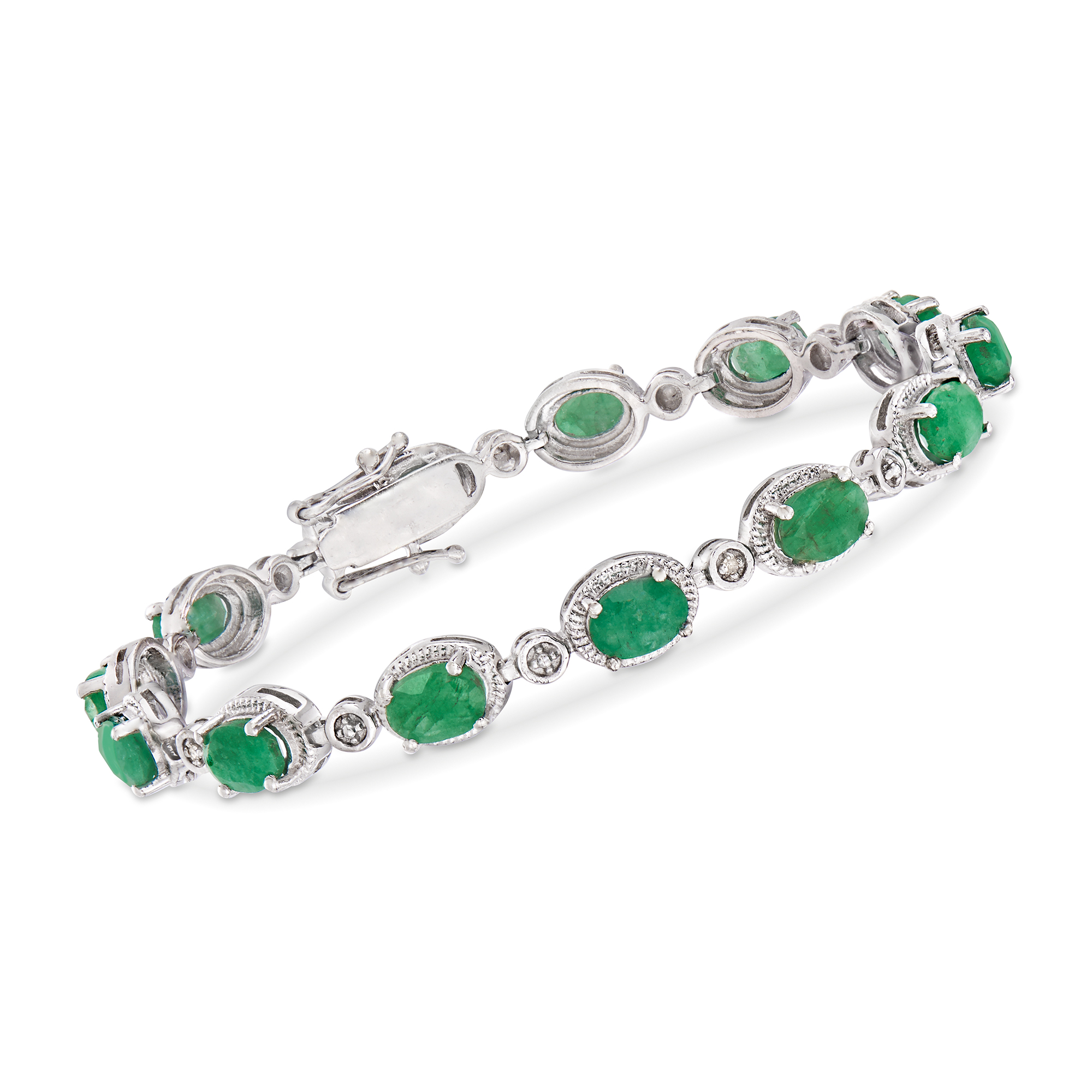 Sterling Silver Bracelet With Emerald Quartz 8 inch