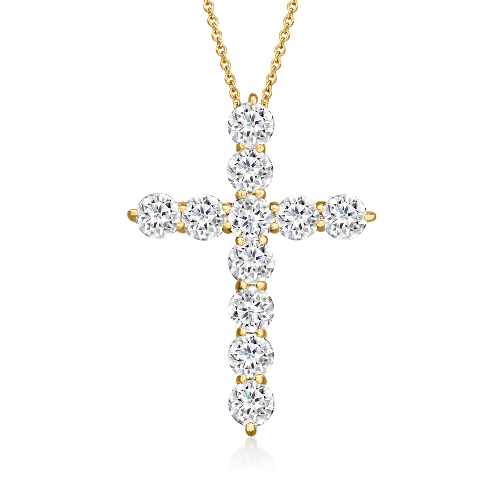 2.00 ct. t.w. Lab-Grown Diamond Cross Pendant Necklace in 14kt
