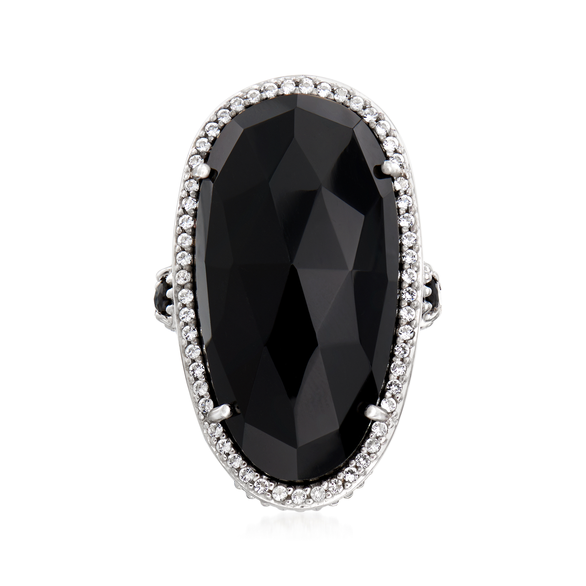Black Onyx, .40 ct. t.w. Black Spinel and .40 ct. t.w. White Topaz