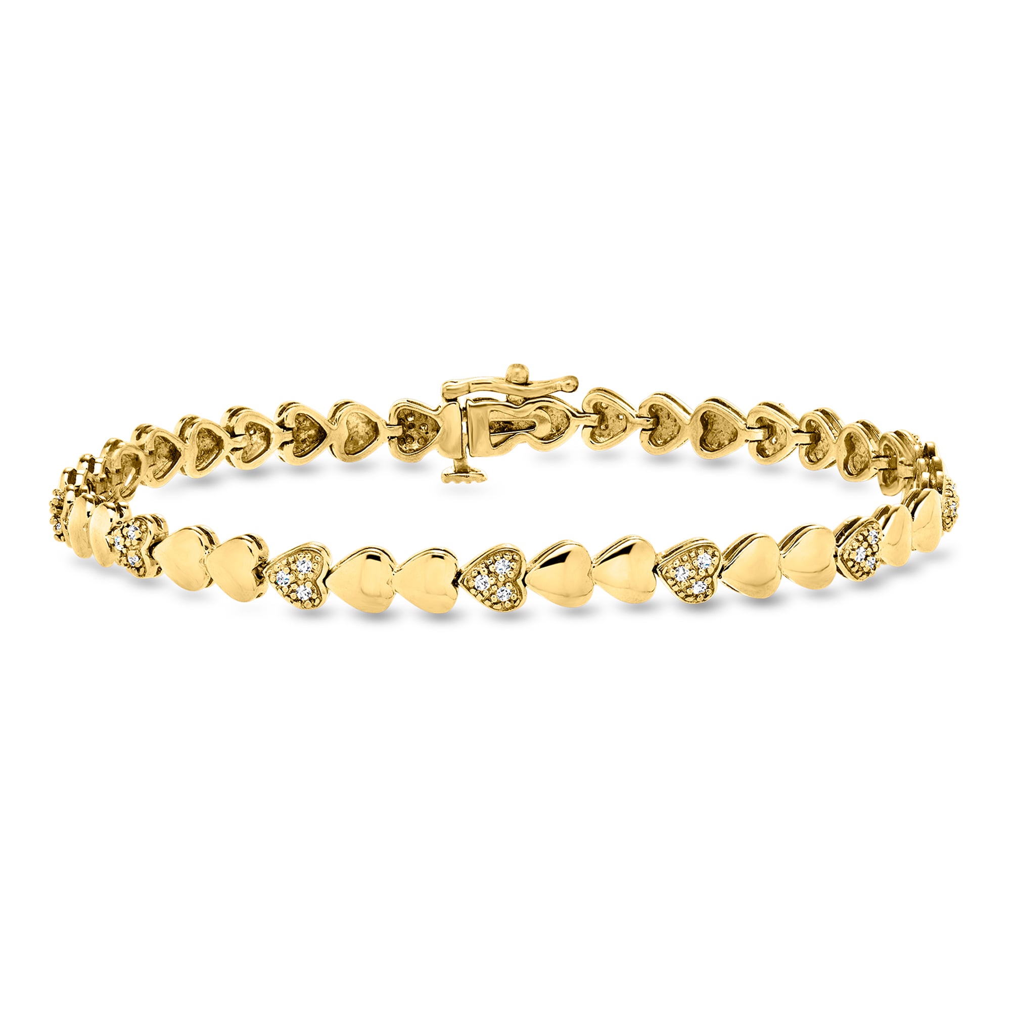 25 ct. t.w. Diamond Heart Bracelet in 18kt Gold Over Sterling