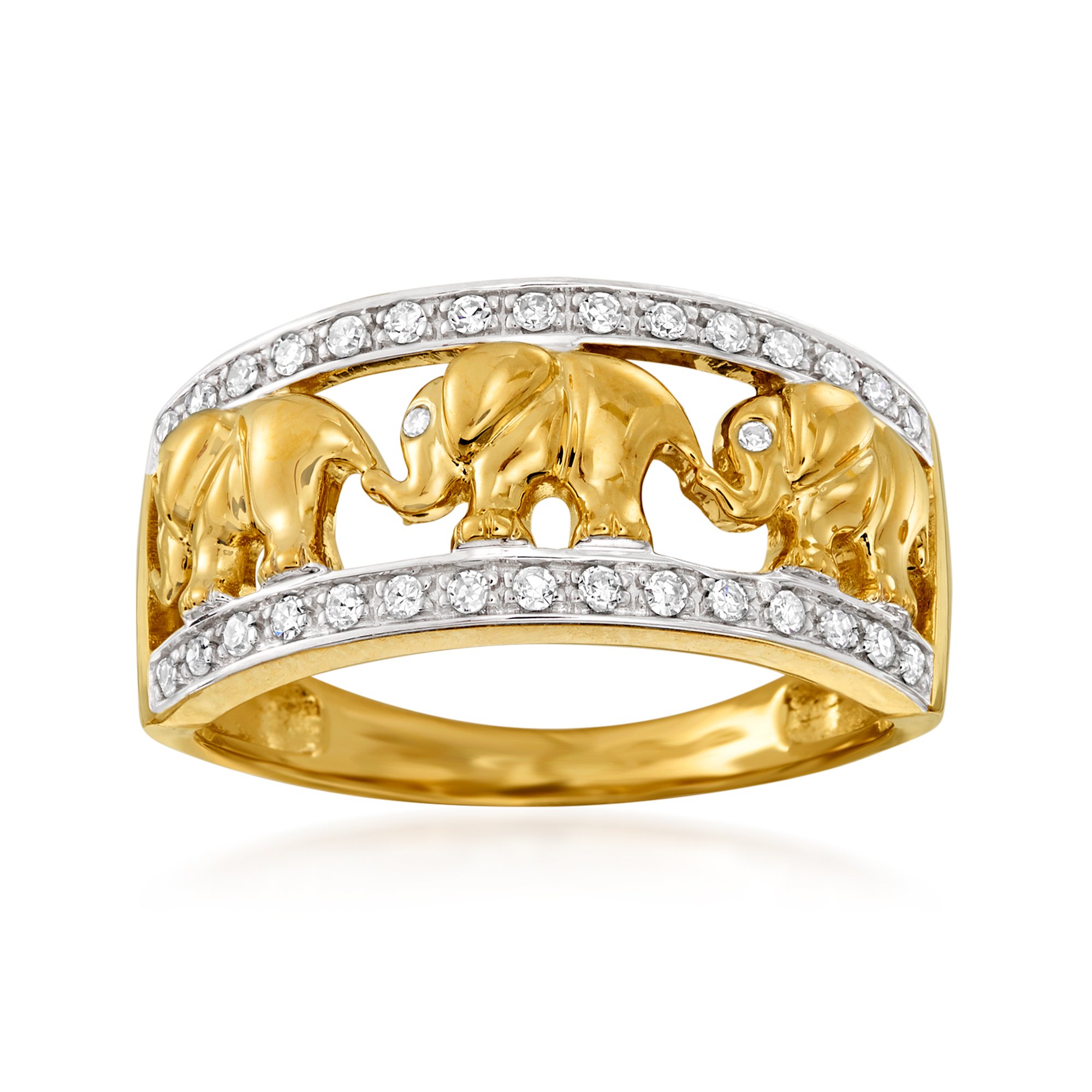 20 Diamond Elephant Ring in 14kt Yellow Gold Ross Simons