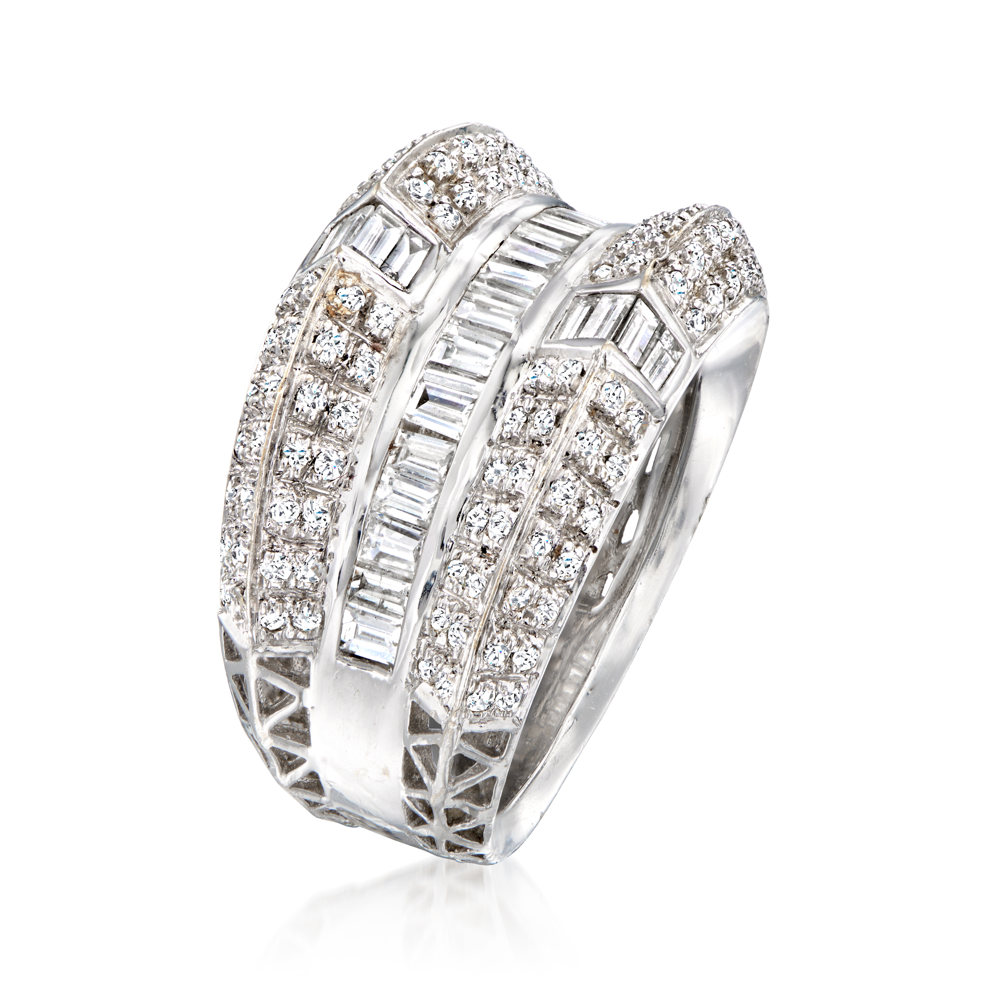 C. 1990 Vintage 2.00 ct. t.w. Baguette and Round Diamond