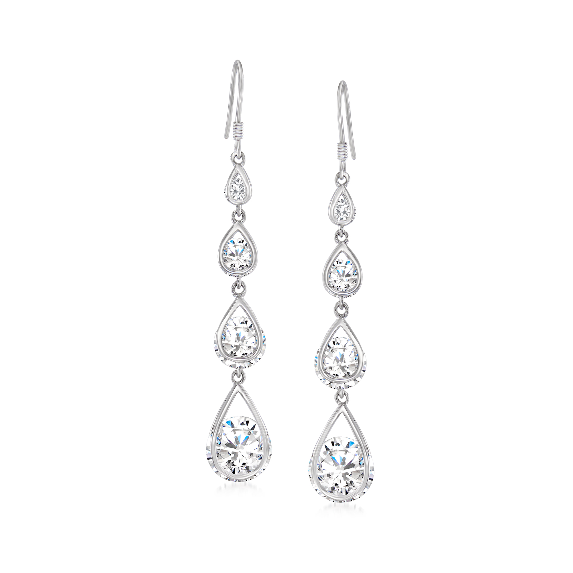 12.00 ct. t.w. CZ Drop Earrings in Sterling Silver
