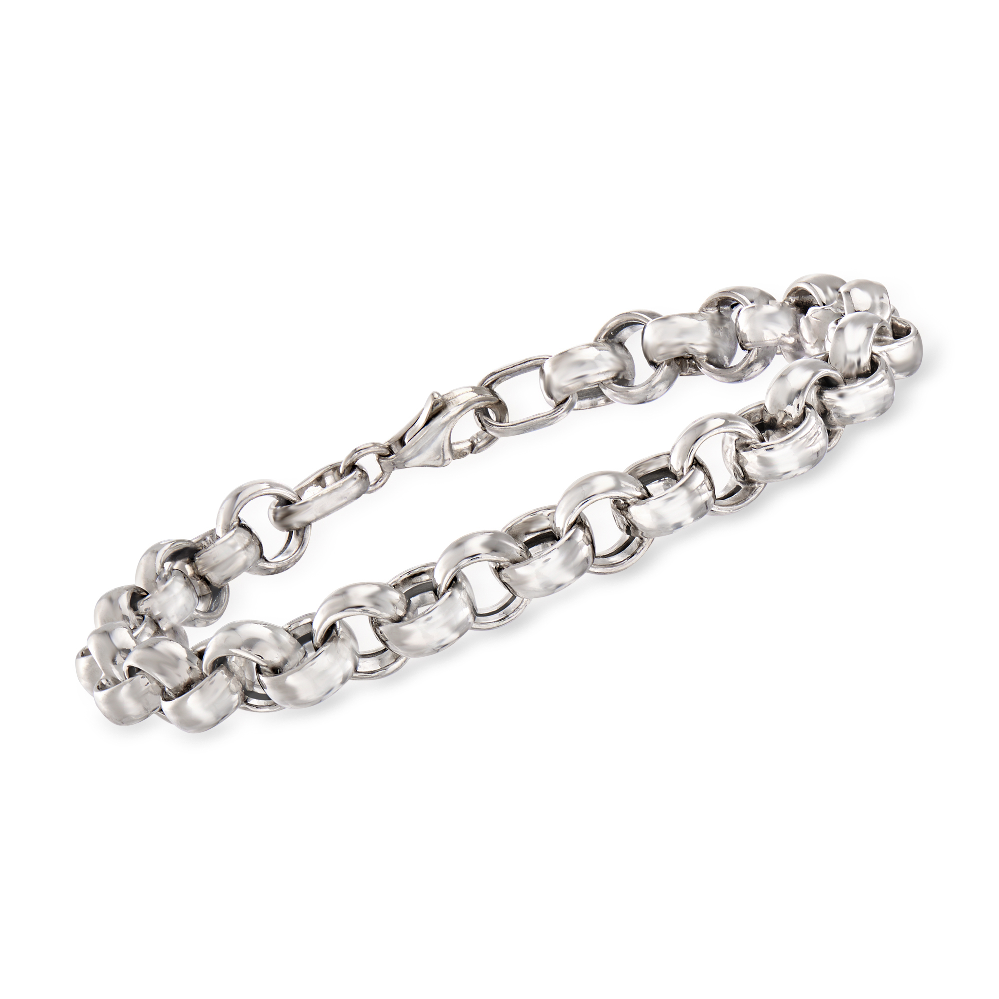 Details about   .925 Sterling Silver Rolo Link Charm Bracelet