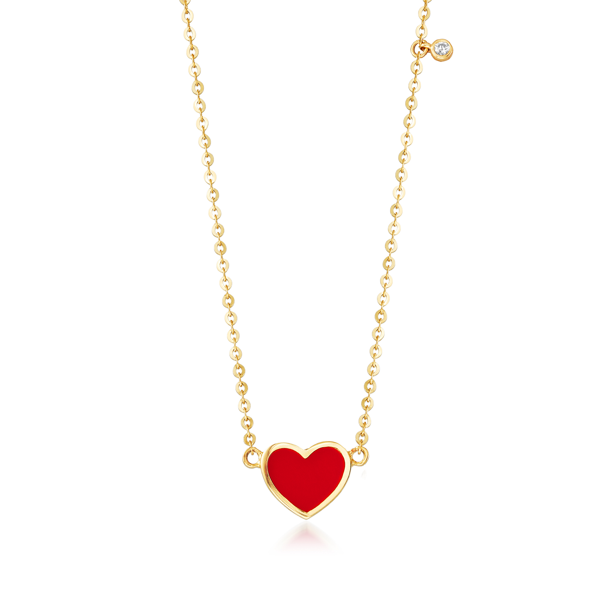 Enamel Heart Necklace 14K Rose Gold / 6mm by Baby Gold - Shop Custom Gold Jewelry