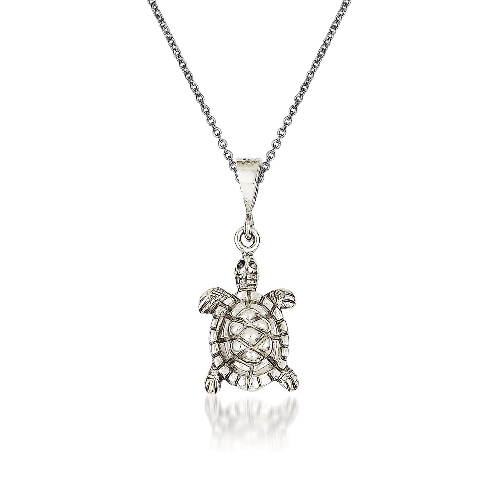 White gold turtle necklace hotsell