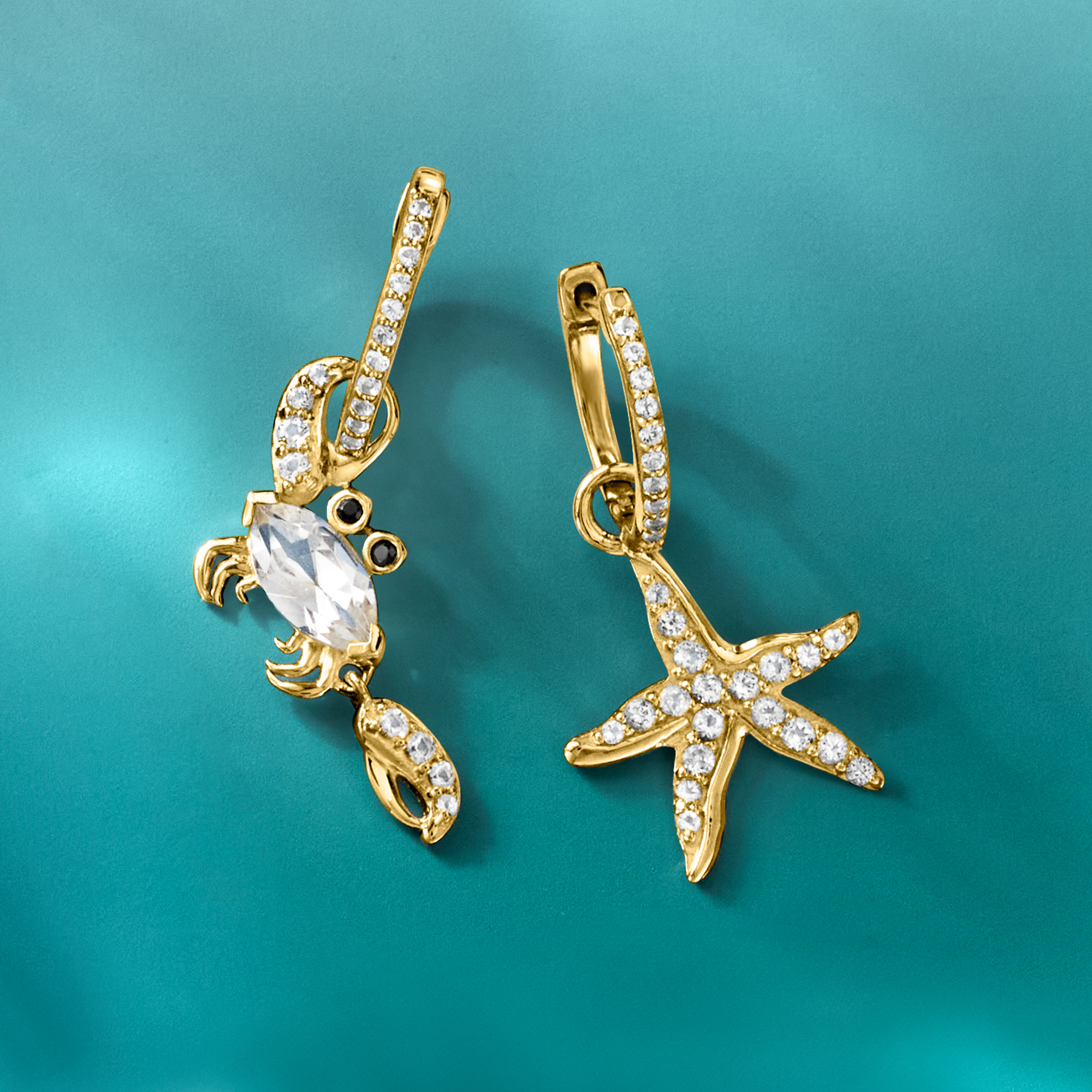 今 話題 の 人気 商品 White t.w. ct. 2.20 Topaz Drop Mismatched Crab and Starfish トップス