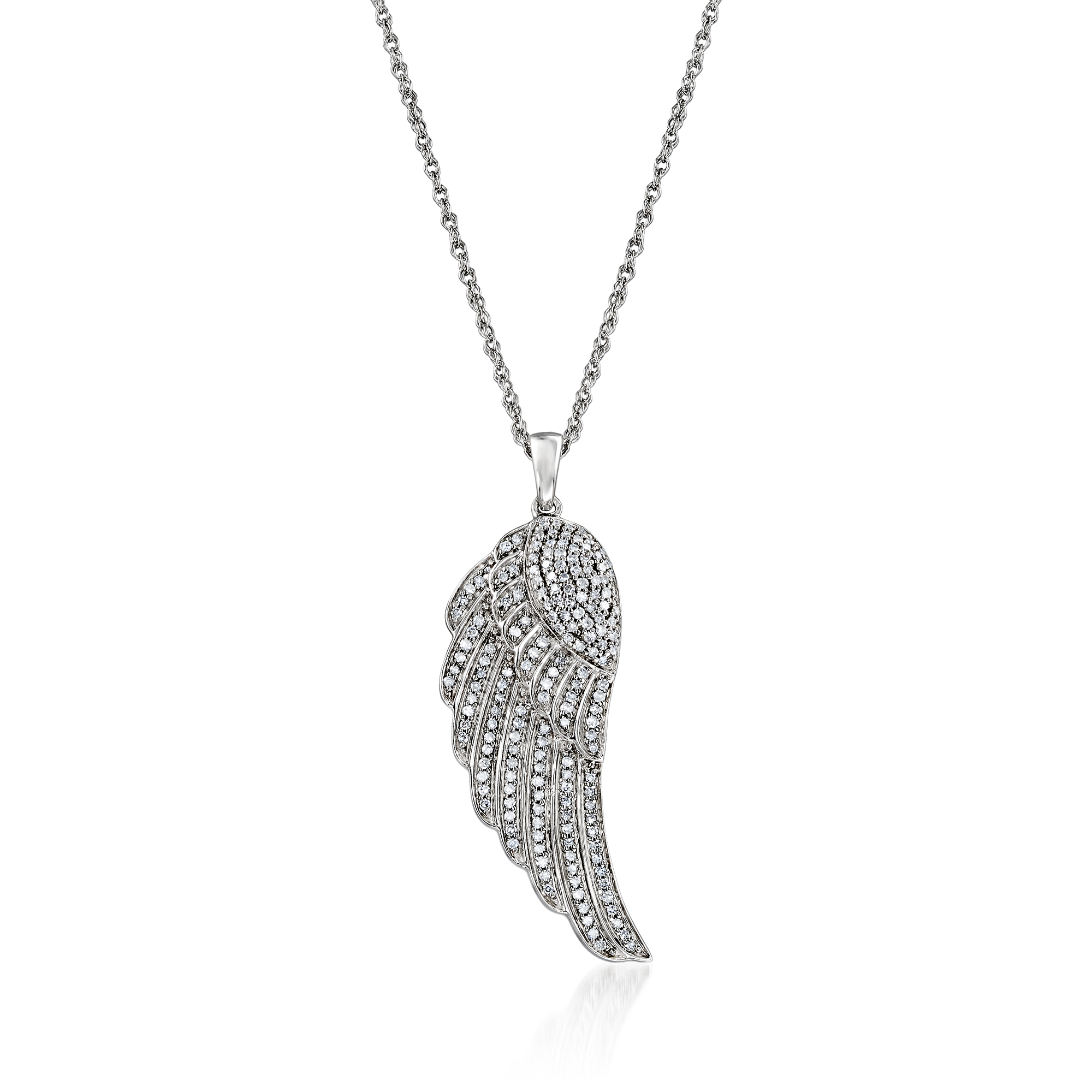 .33 ct. t.w. Diamond Wing Pendant Necklace in Sterling Silver | Ross 