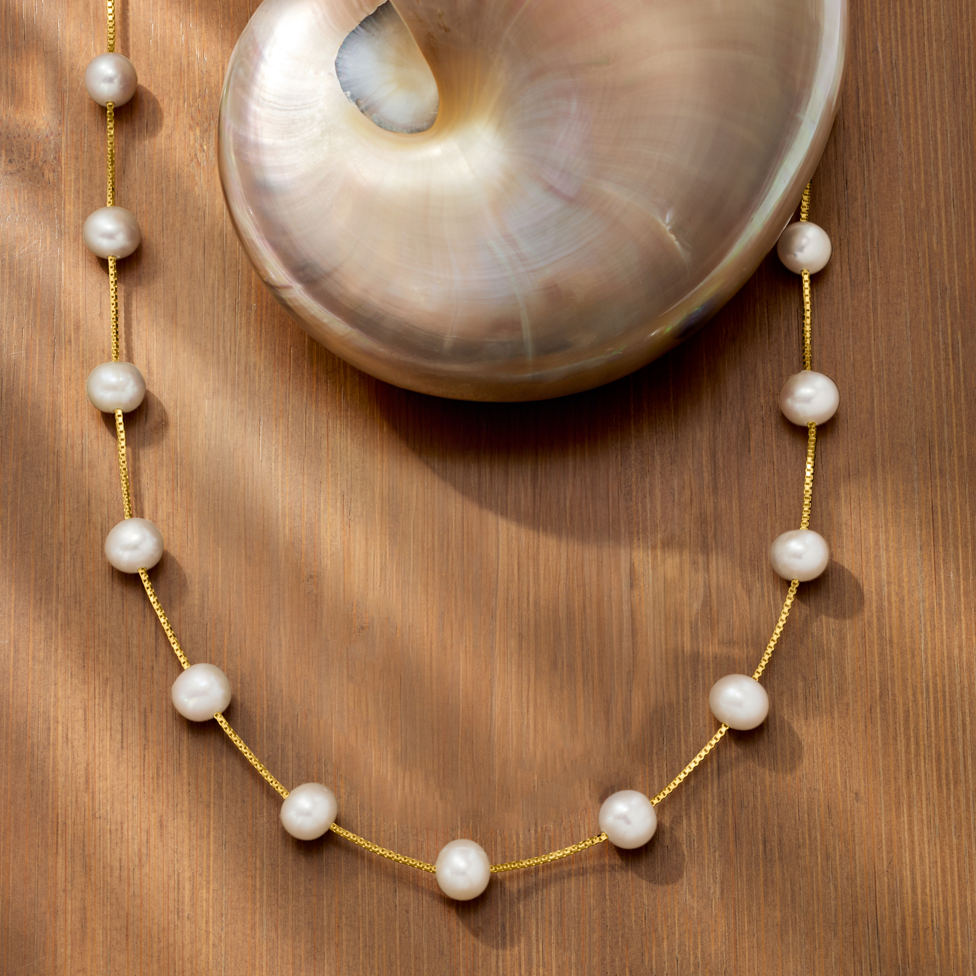 ネックレス・ペンダント The One Pearl Necklace 8-8.5mm Cultured Pearl Station Necklace in 18kt Gold Over