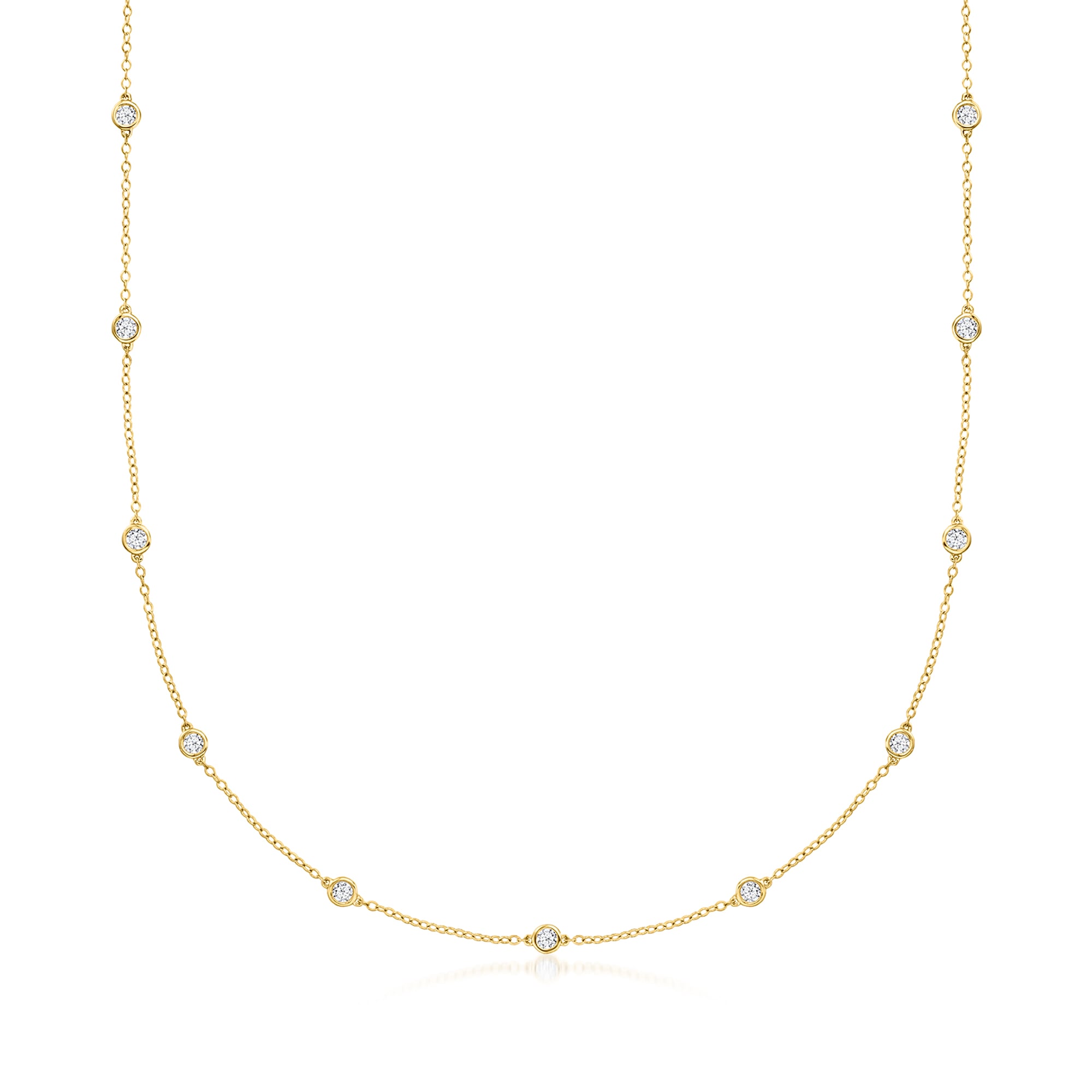 2.00 ct. t.w. Bezel-Set Diamond Station Necklace in 14kt Yellow