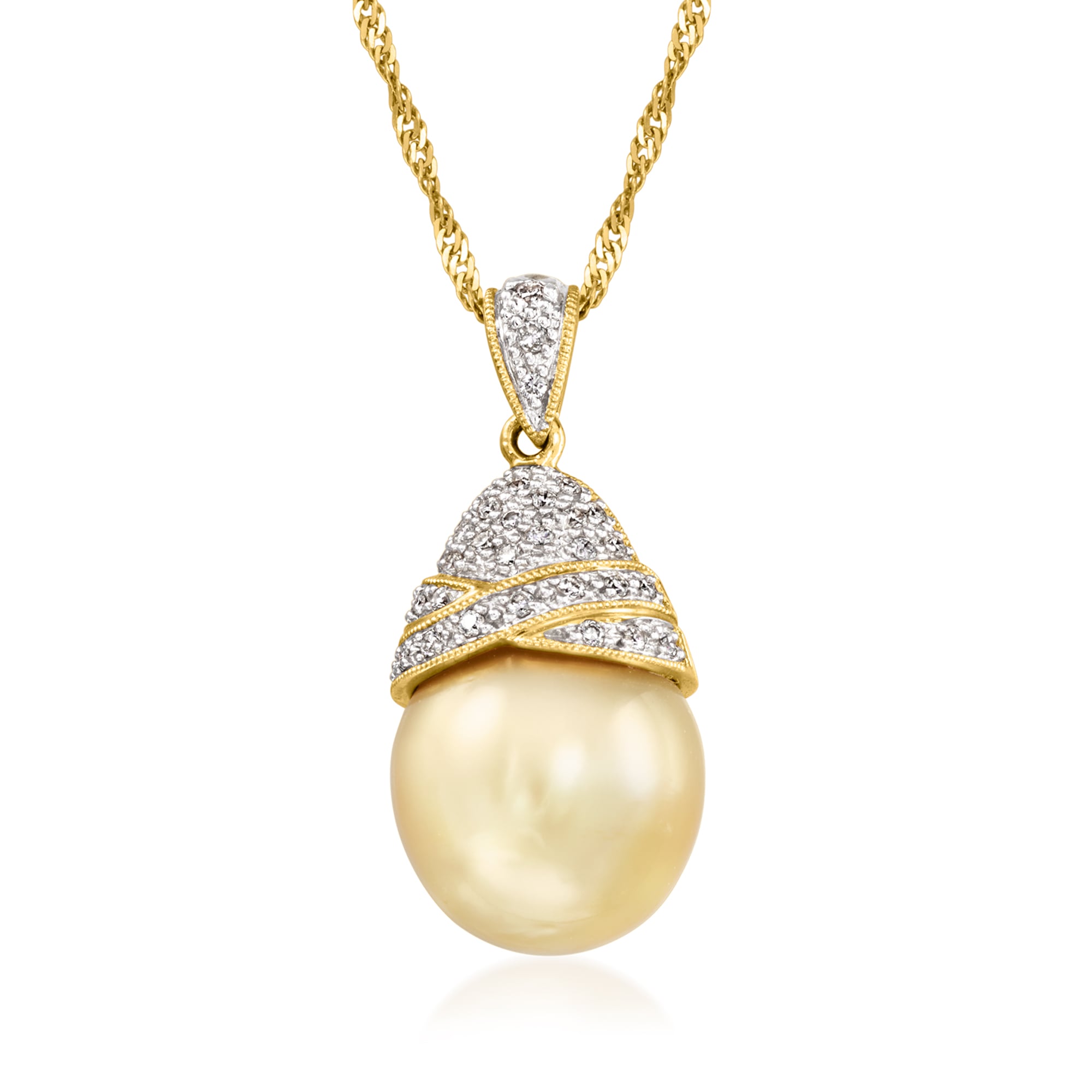 C. 1990 Vintage 14x12.5mm Cultured Golden Pearl Pendant Necklace