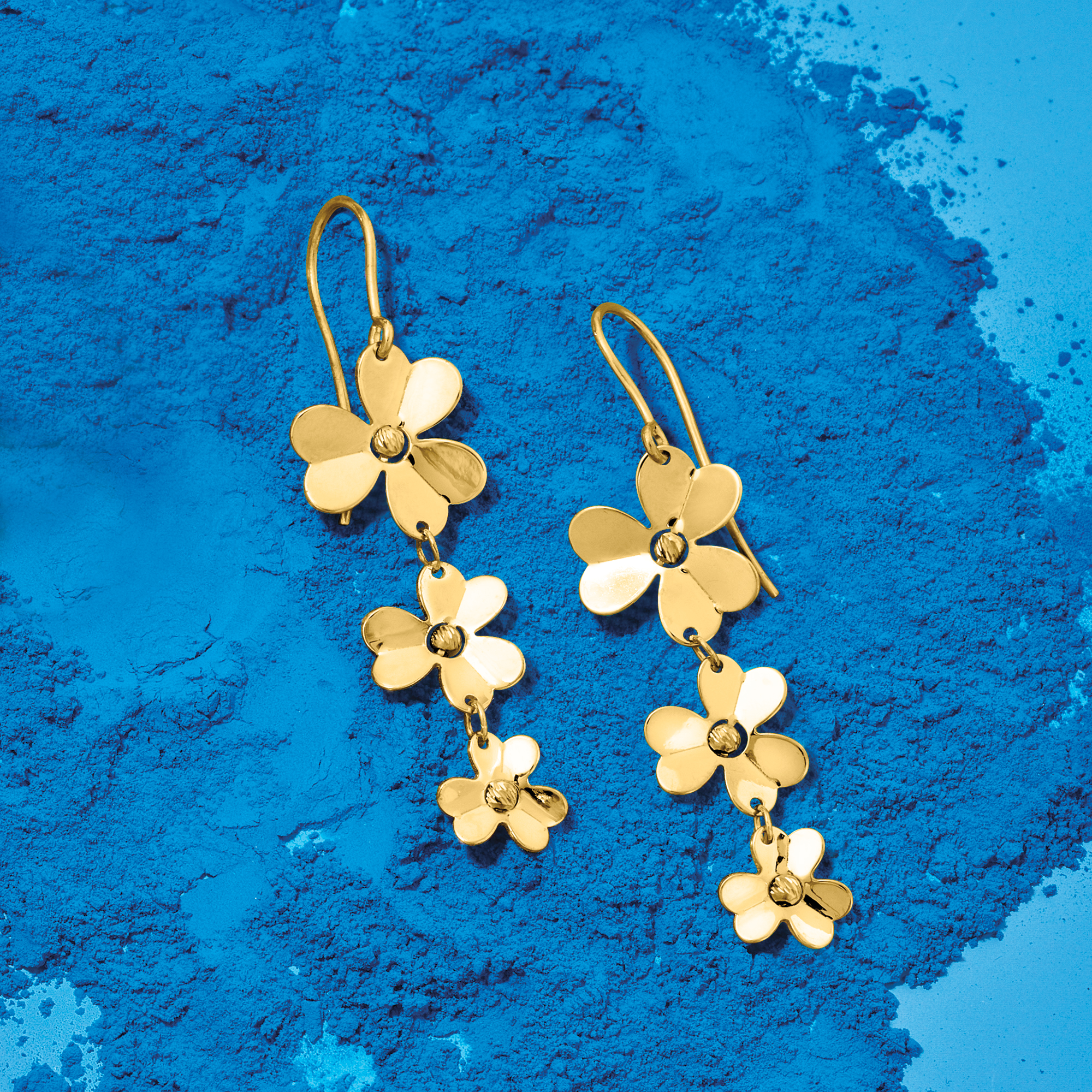 [Golden dew] 韓国☆18K Gold☆Flower Wind3 Earring Amazon.com: Generic Floral Drop Earrings, Gold Tone, Flower
