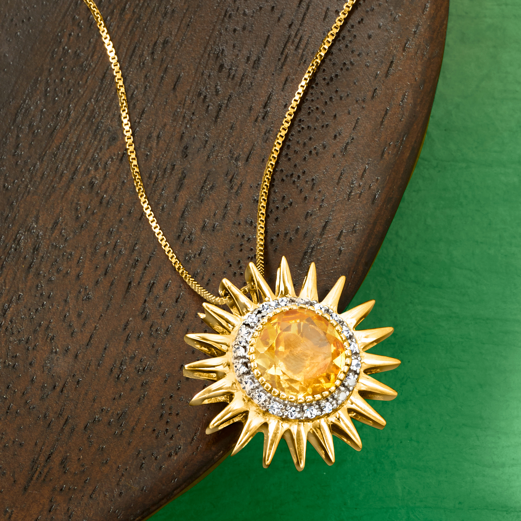 2.00 Carat Citrine and .10 ct. t.w. Diamond Sun Pendant